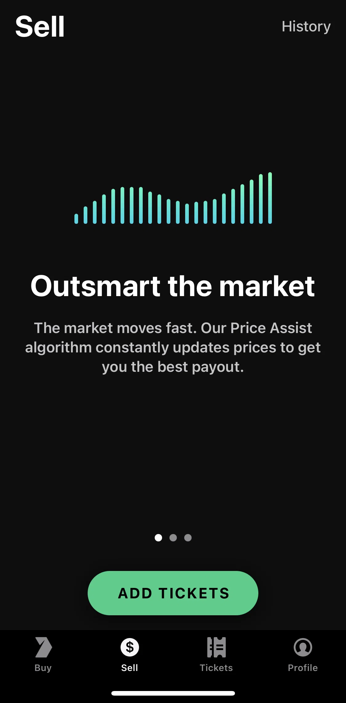 Gametime Screen screen in the Sell flow