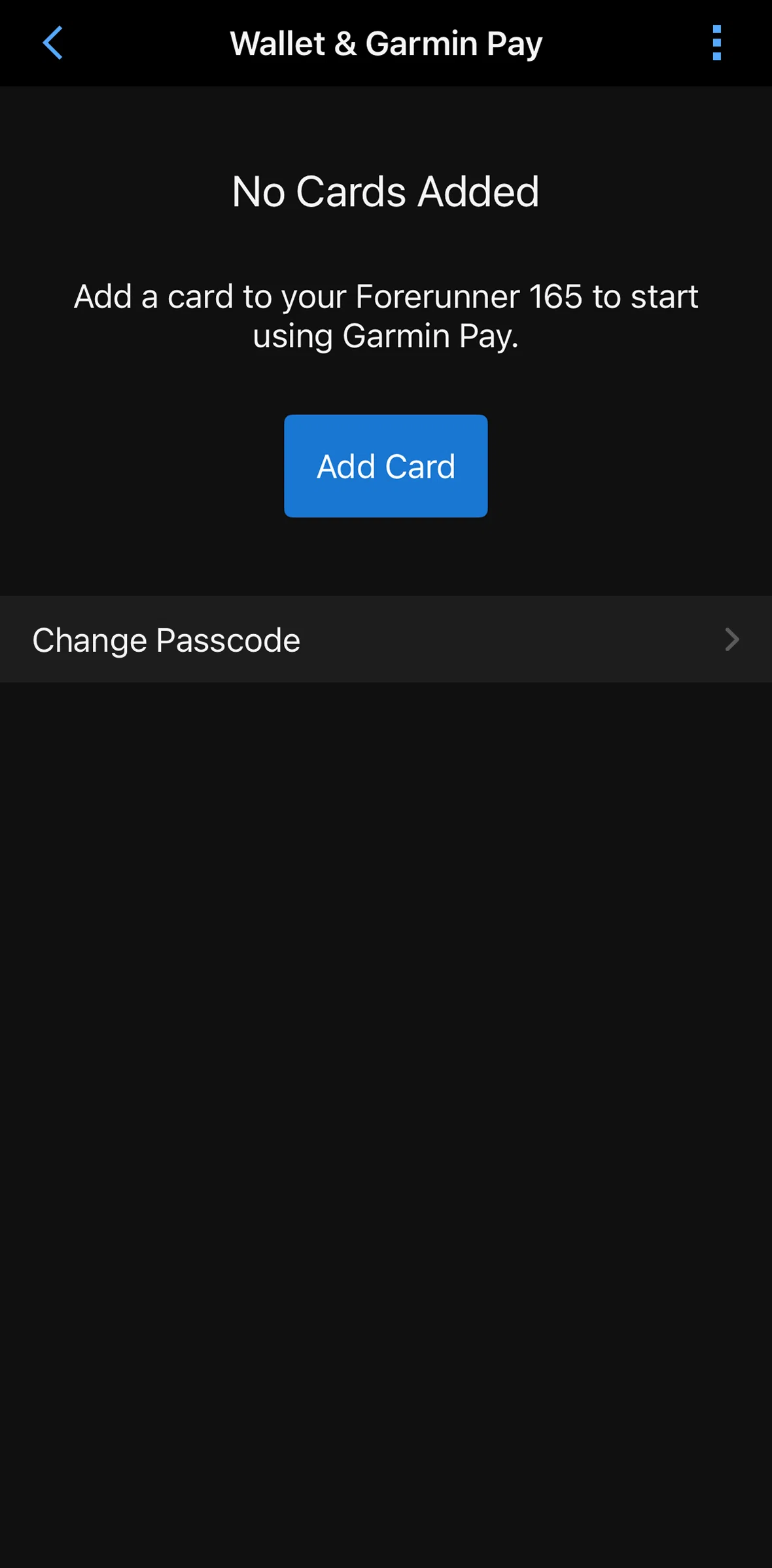 Garmin Connect Screen screen in the Adding a card (wallet & Garmin Pay) flow