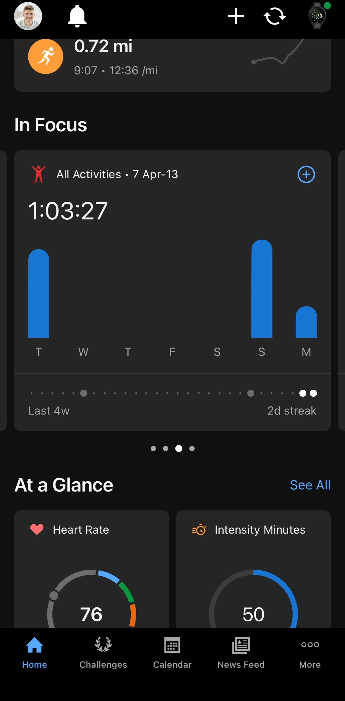 Garmin Connect Screen screen in the Adding a manual activity flow