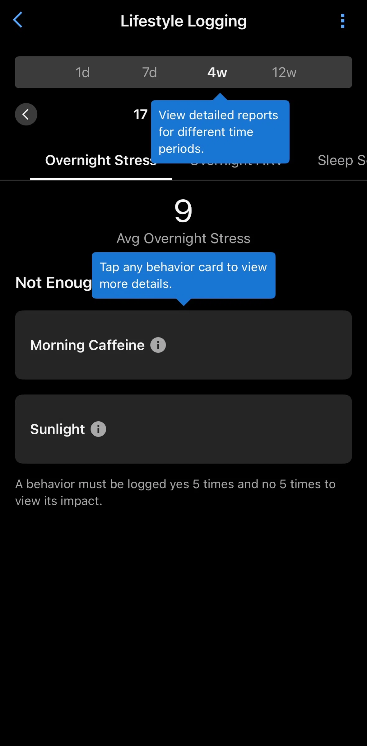 Garmin Connect Screen screen in the Behavior detail flow