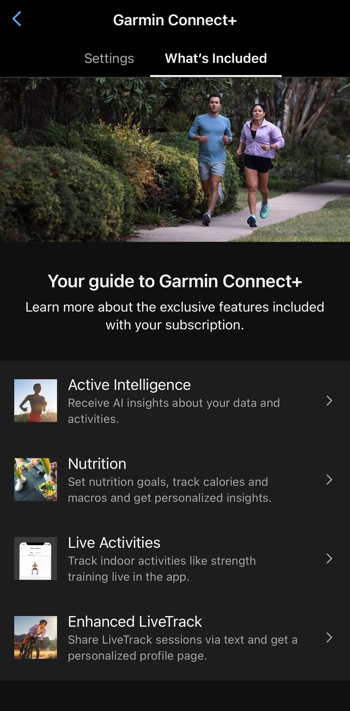 Garmin Connect Screen screen in the Benefit detail flow