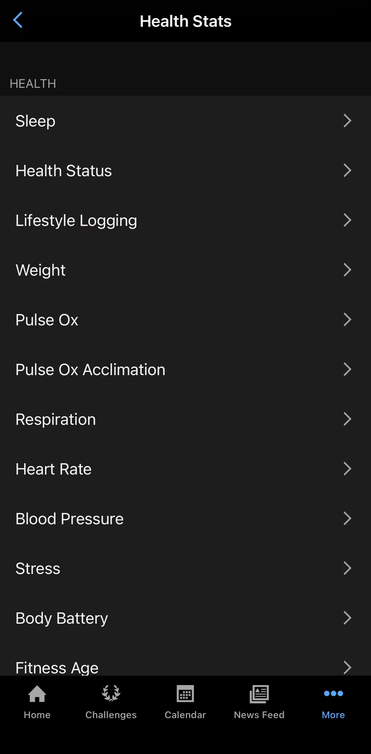 Garmin Connect Screen screen in the Blood pressure flow