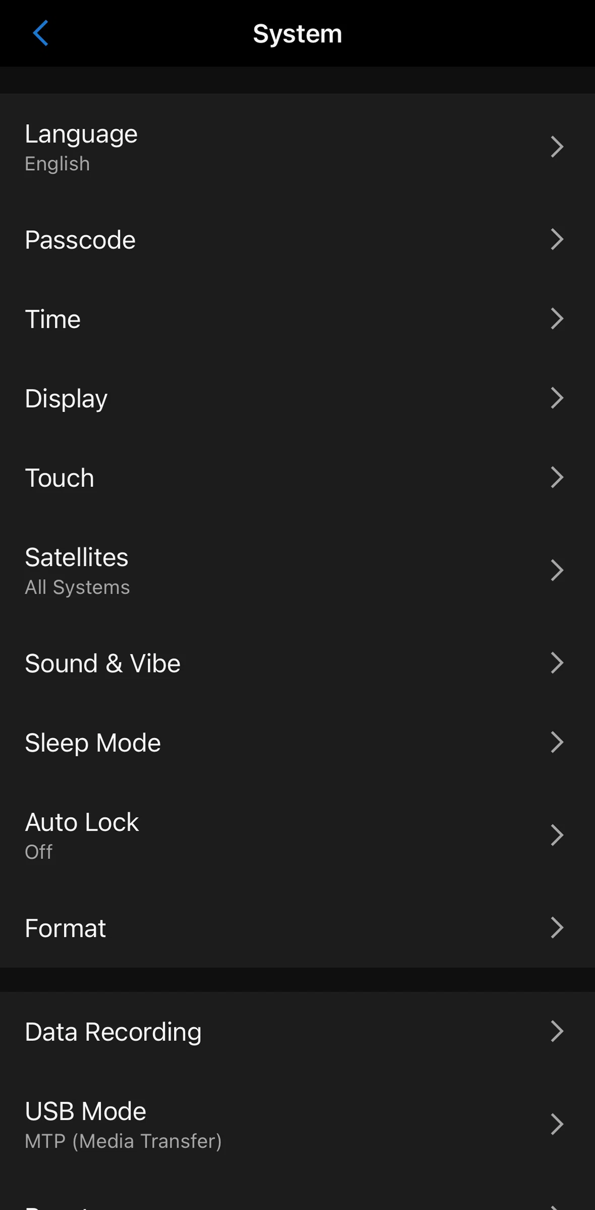 Garmin Connect Screen screen in the Changing languange flow