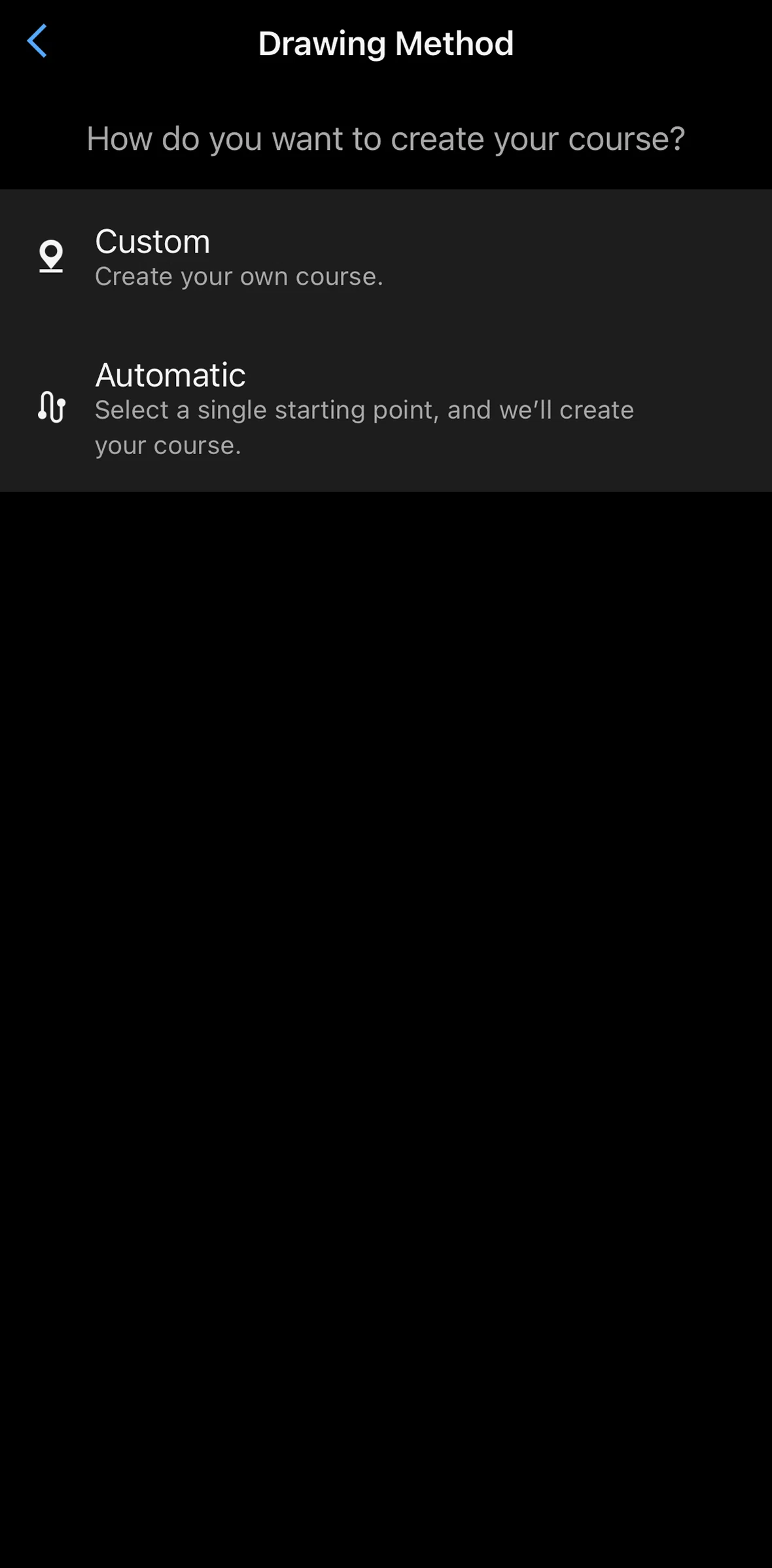 Garmin Connect Screen screen in the Creating a course (automatic) flow