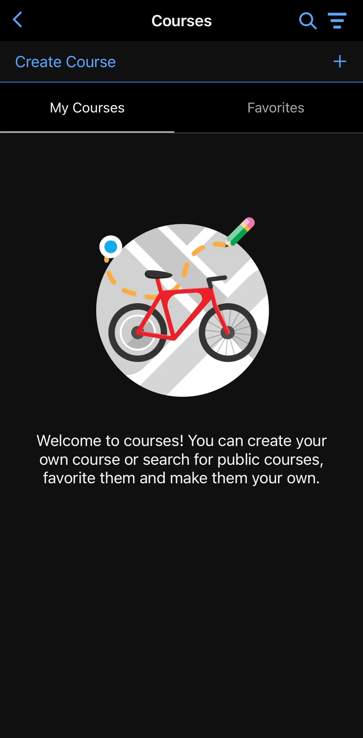 Garmin Connect Screen screen in the Creating a course (custom) flow
