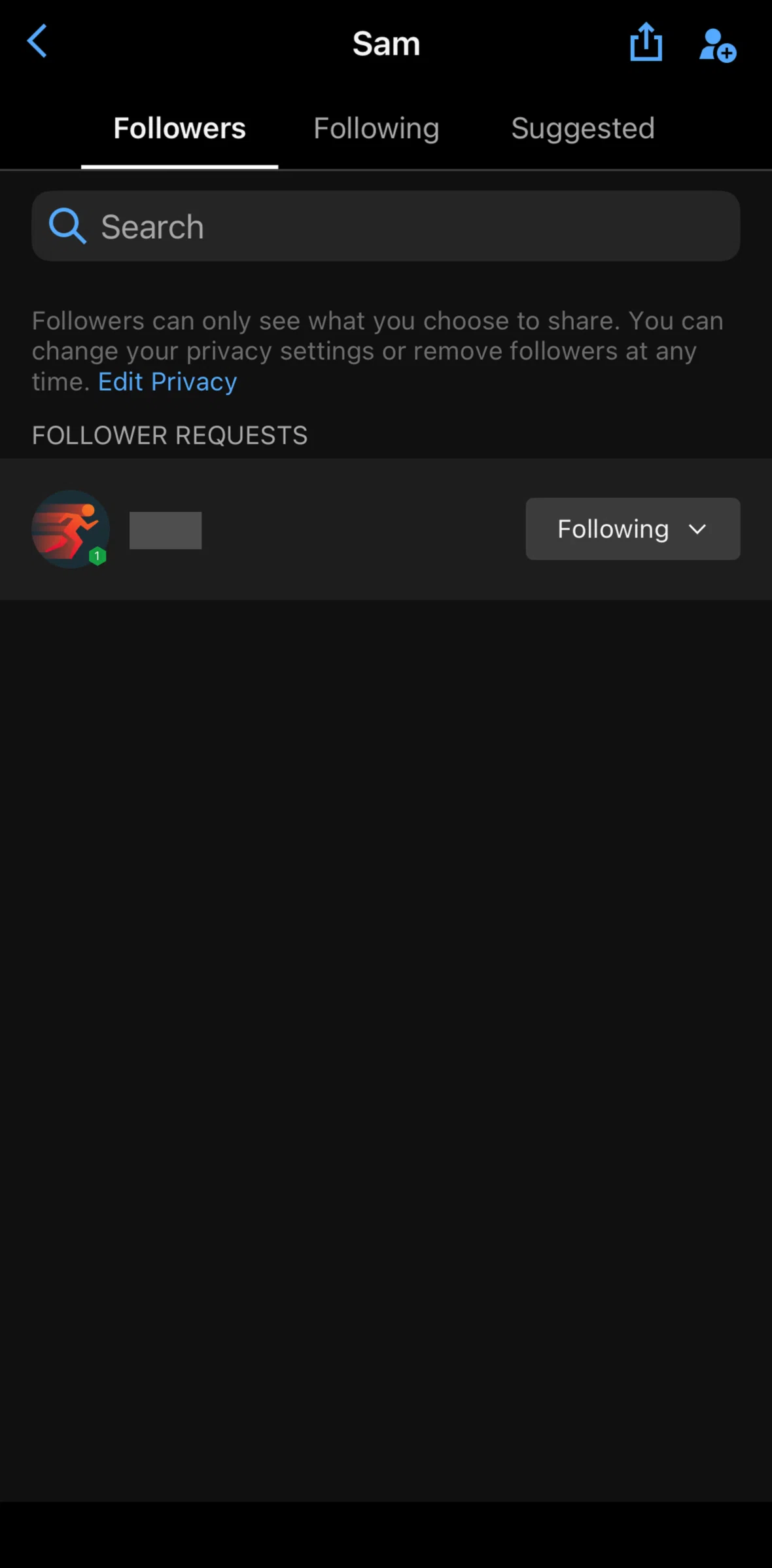Garmin Connect Screen screen in the Following a user flow