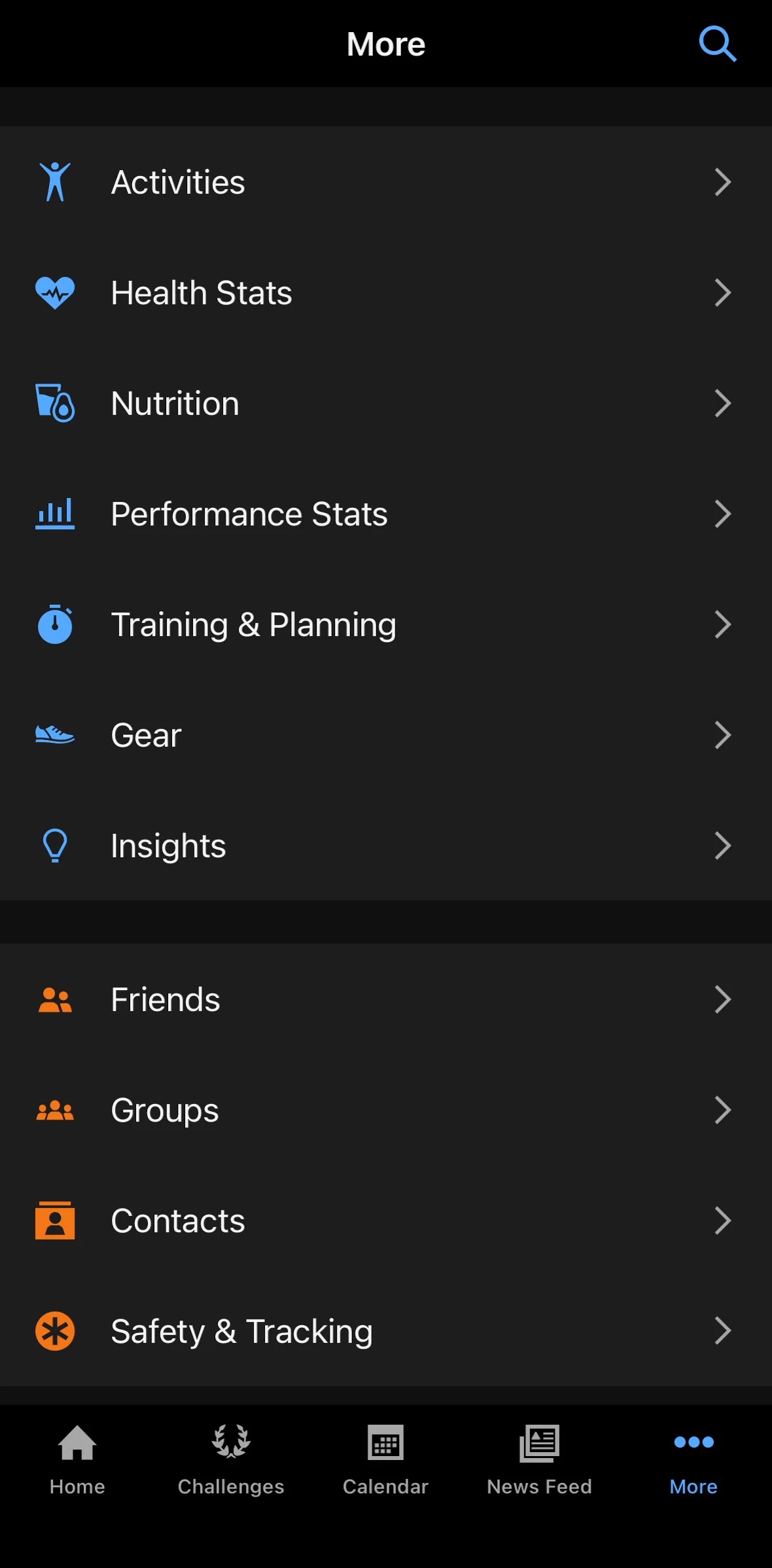 Garmin Connect Screen screen in the Health stats flow