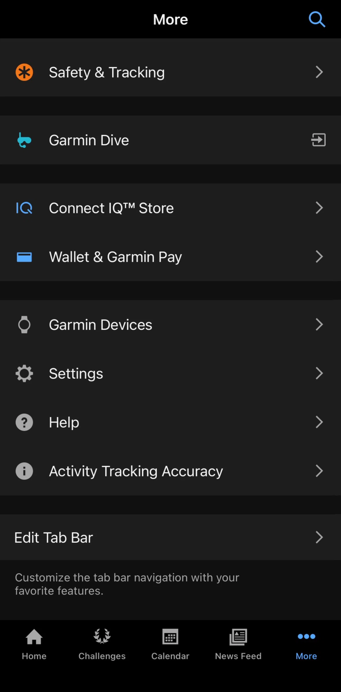 Garmin Connect Screen screen in the Help flow