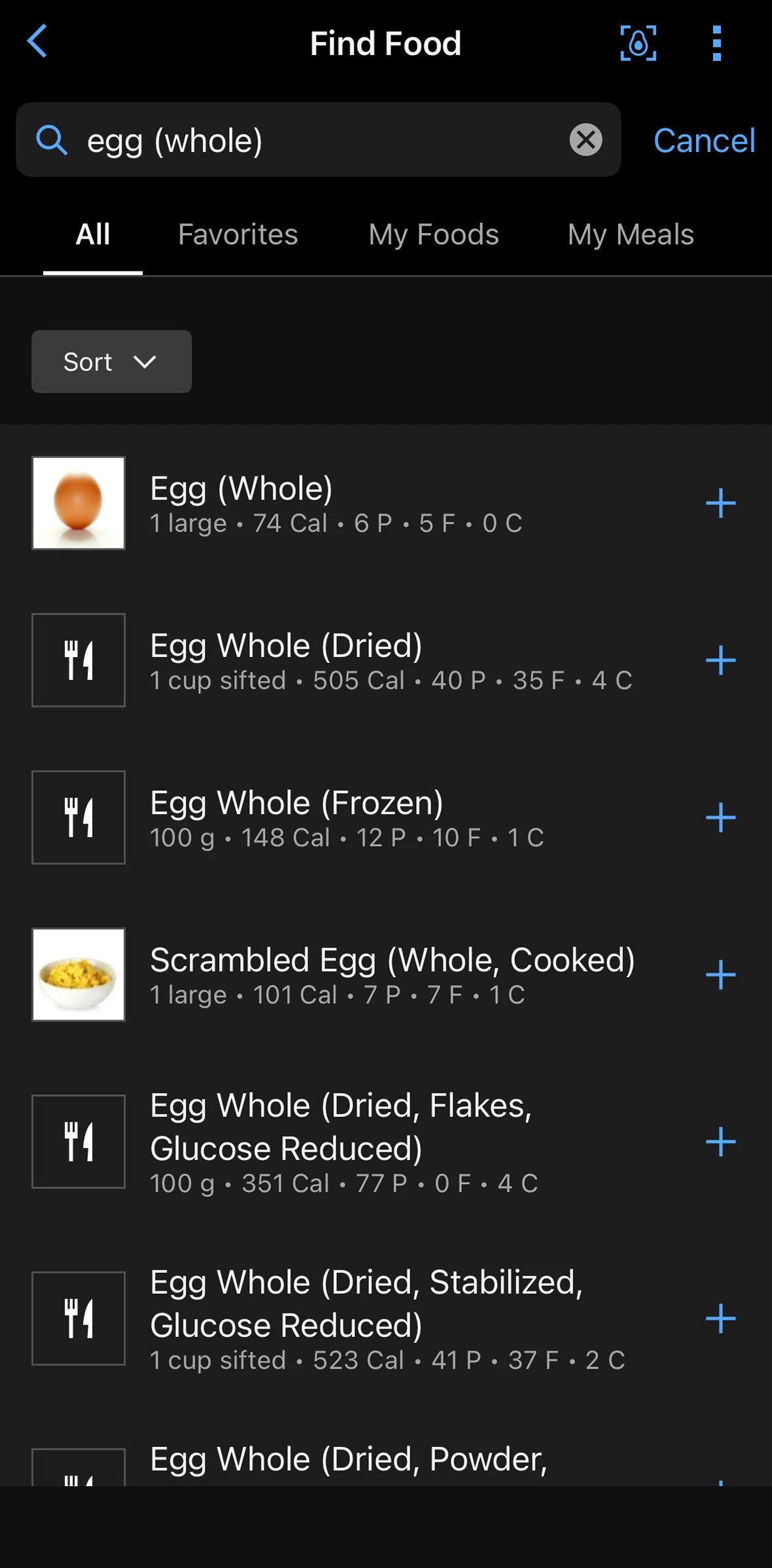 Garmin Connect Screen screen in the Logging a food flow