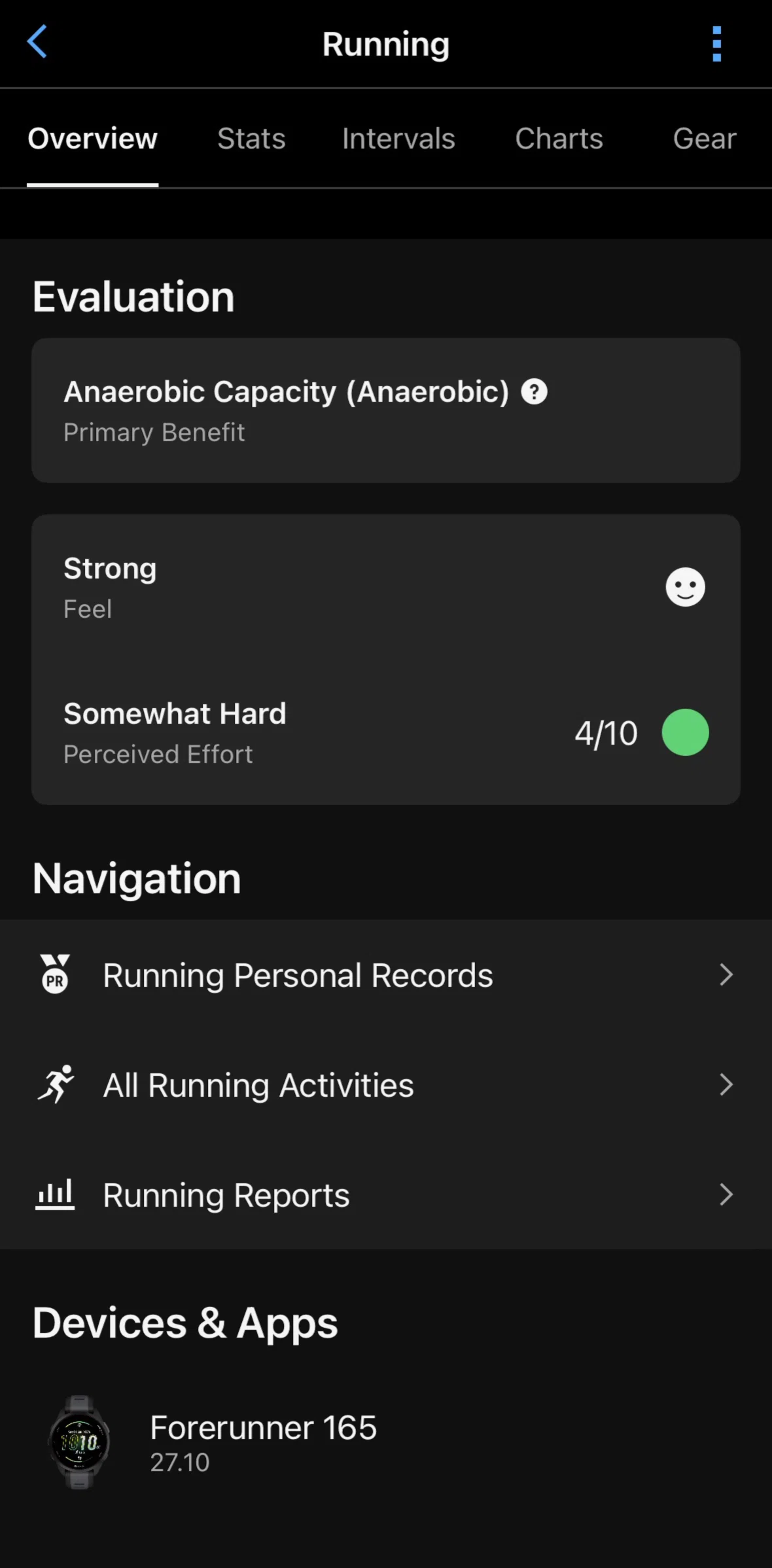 Garmin Connect Screen screen in the Personal records flow
