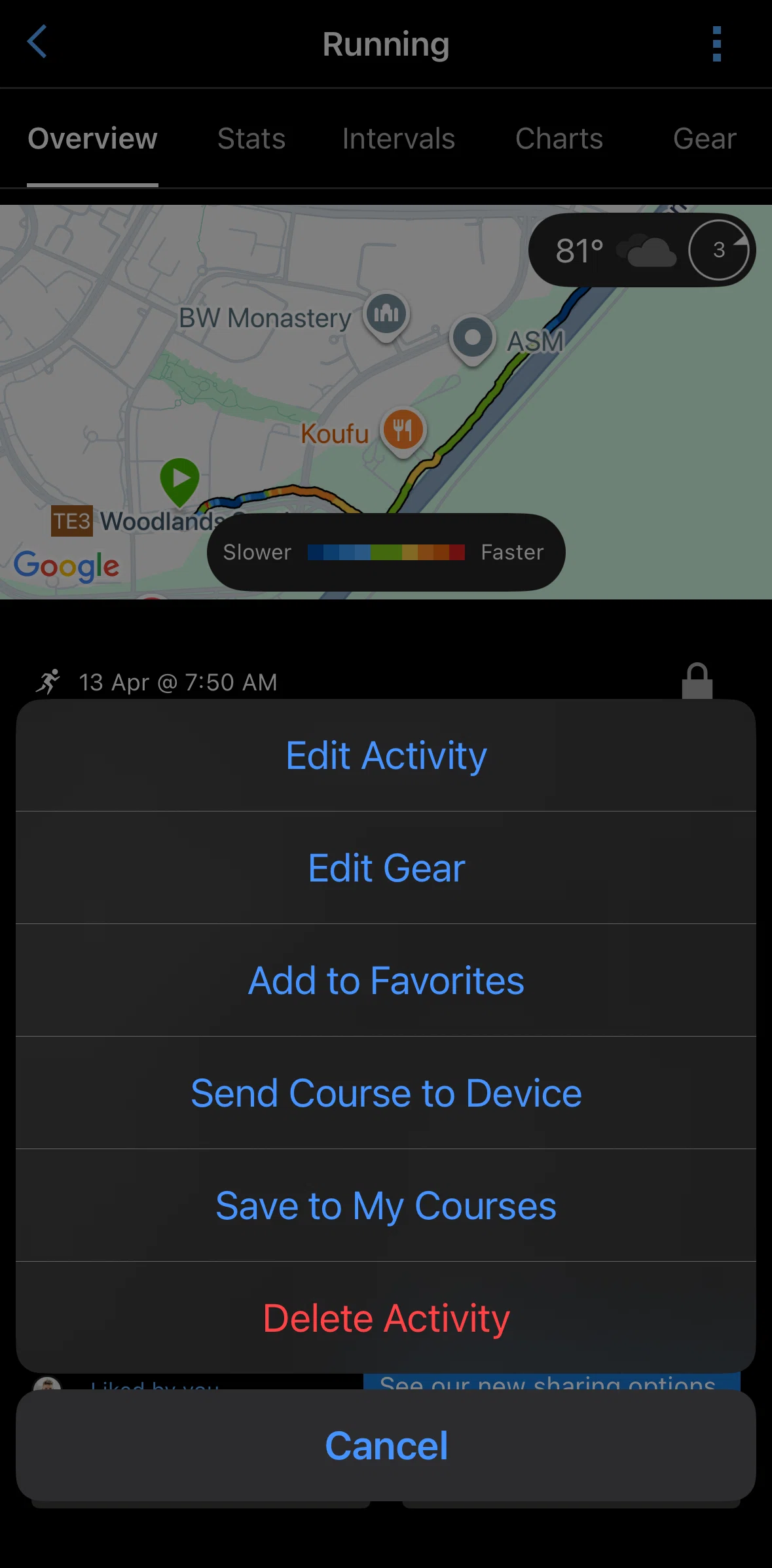Garmin Connect Screen screen in the Saving a course to device flow