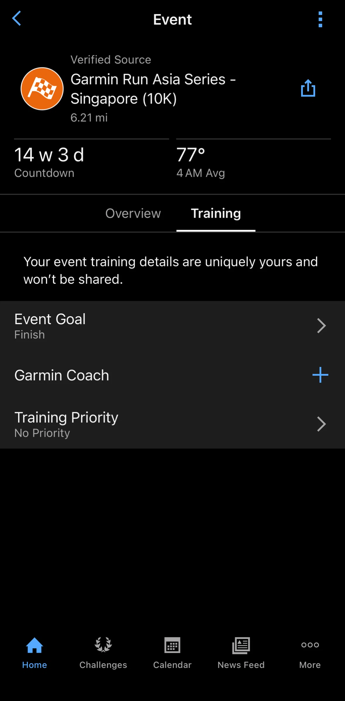 Garmin Connect Screen screen in the Sending an event to a device flow
