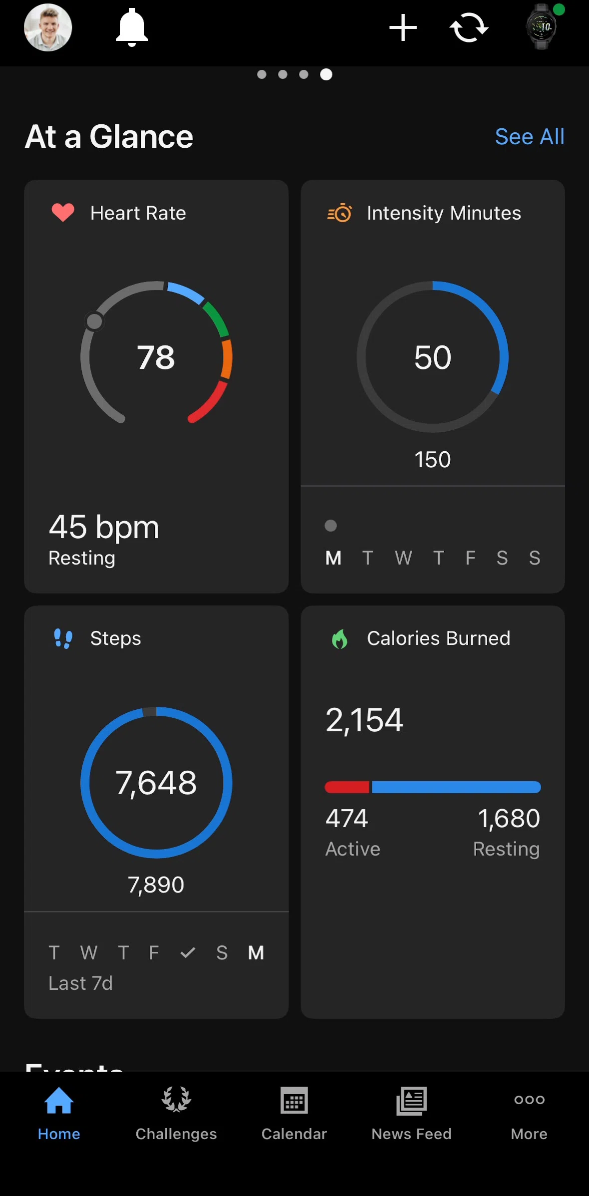 Garmin Connect Screen screen in the Steps flow