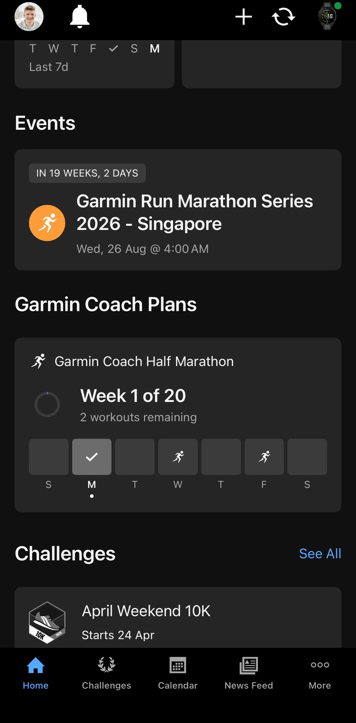Garmin Connect Screen screen in the Training plan detail flow