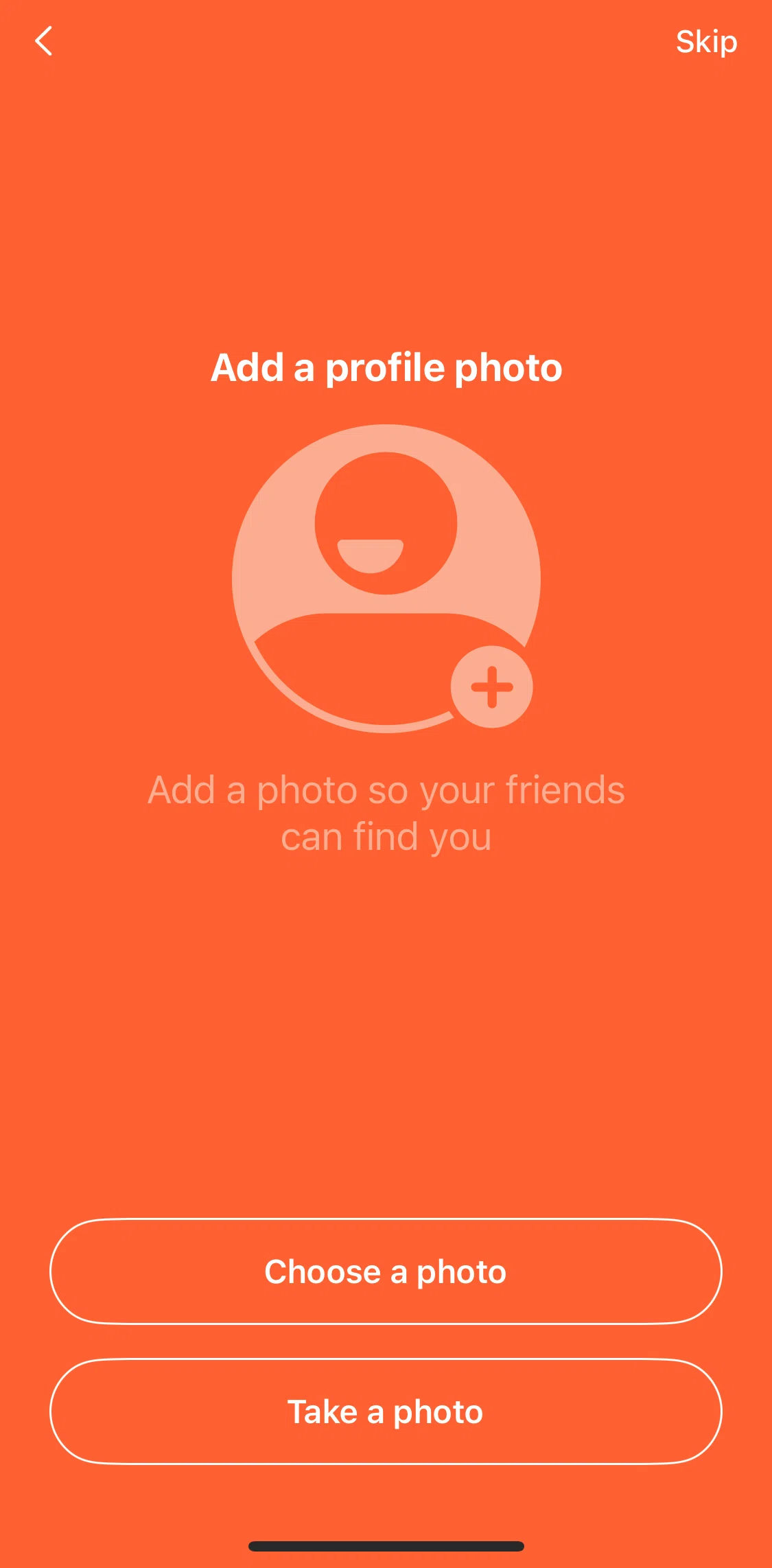 Gas Screen screen in the Adding profile photo & inviting friends flow