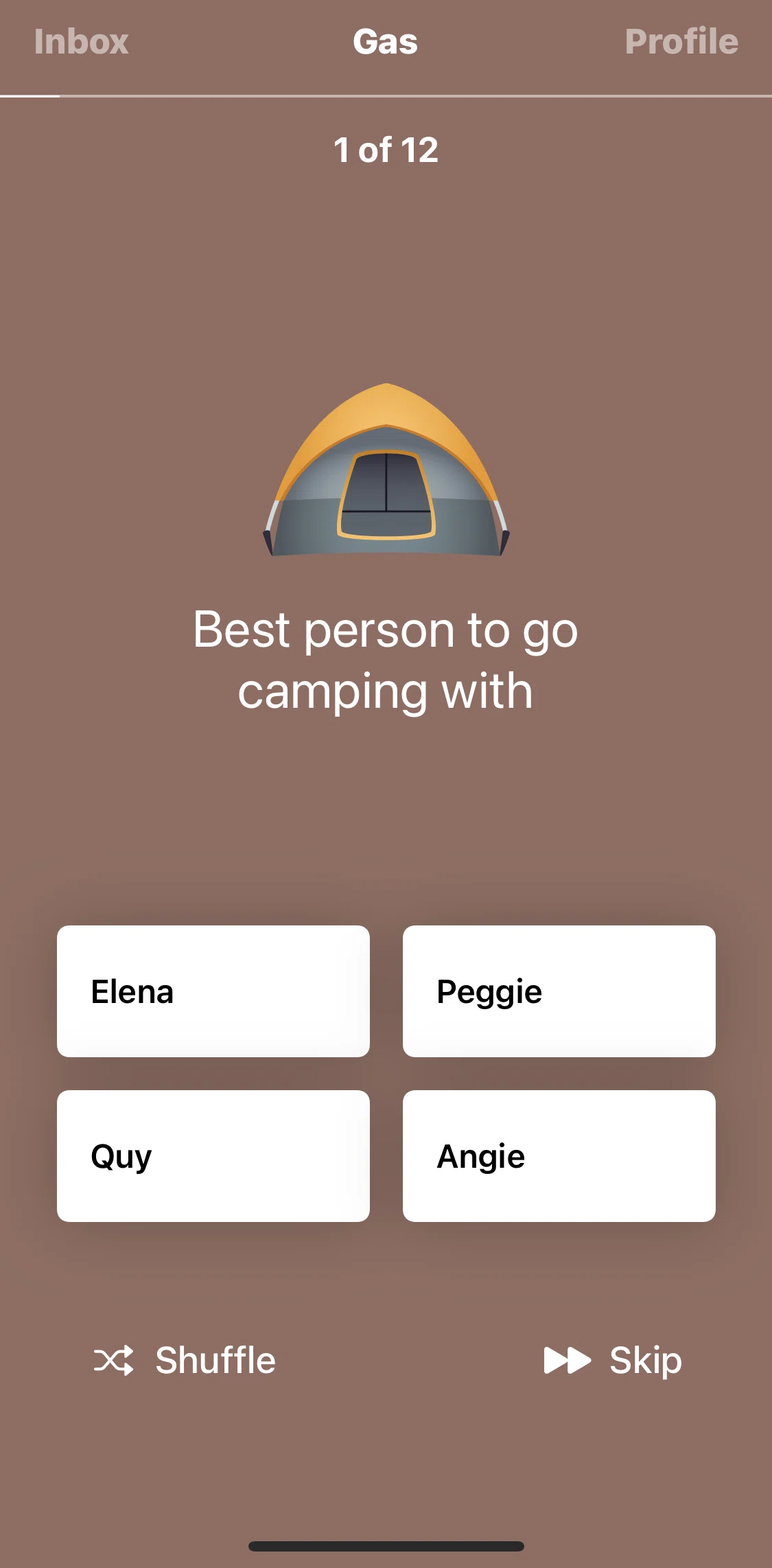 Gas Screen screen in the Completing first Gas poll & cashing out rewards flow