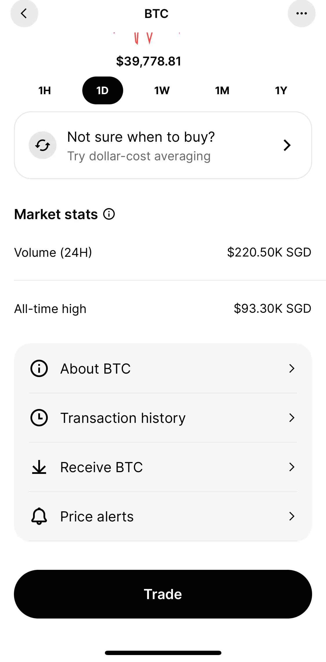 Gemini Screen screen in the Market stats flow