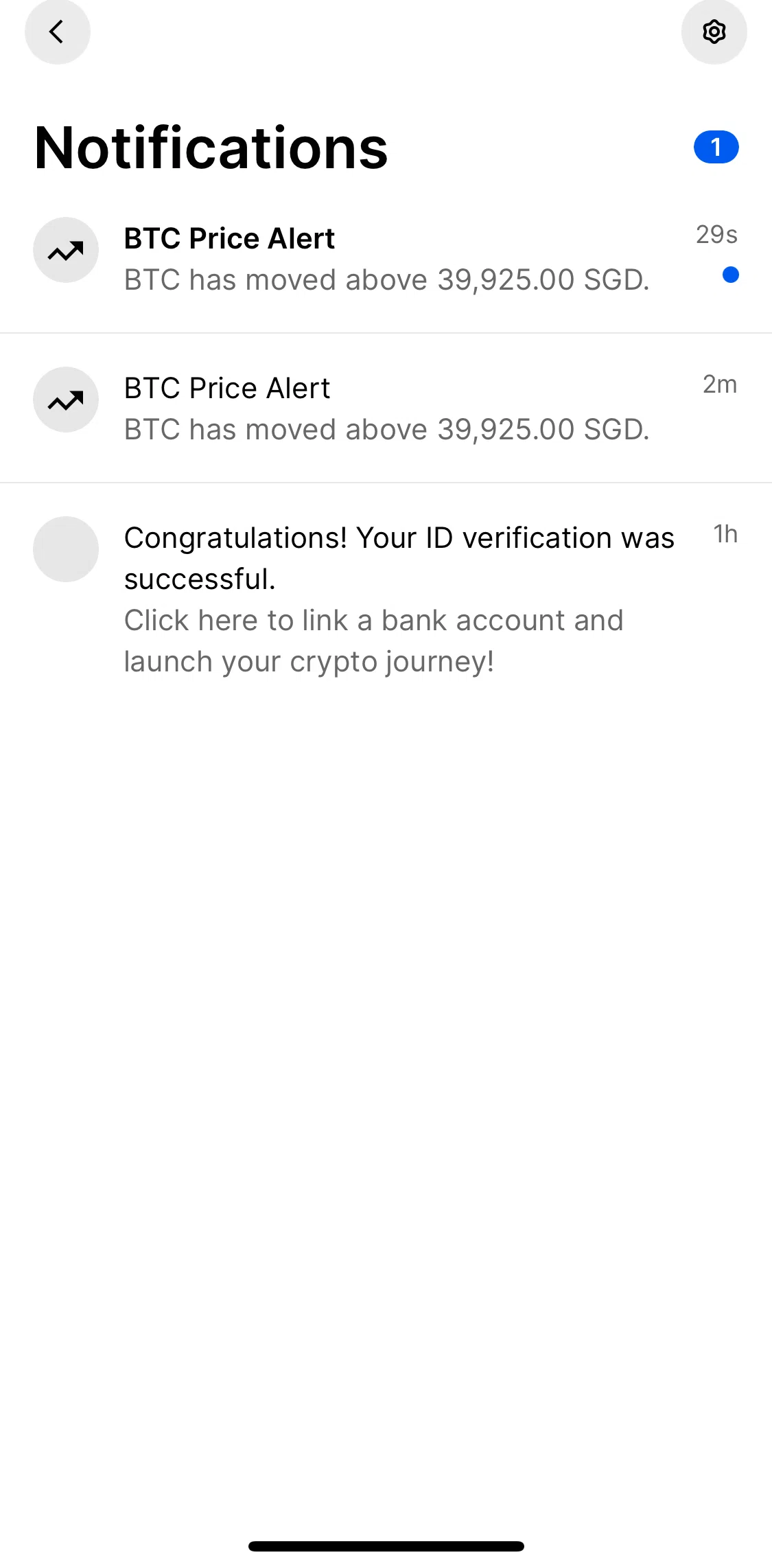 Gemini Screen screen in the Notification settings flow