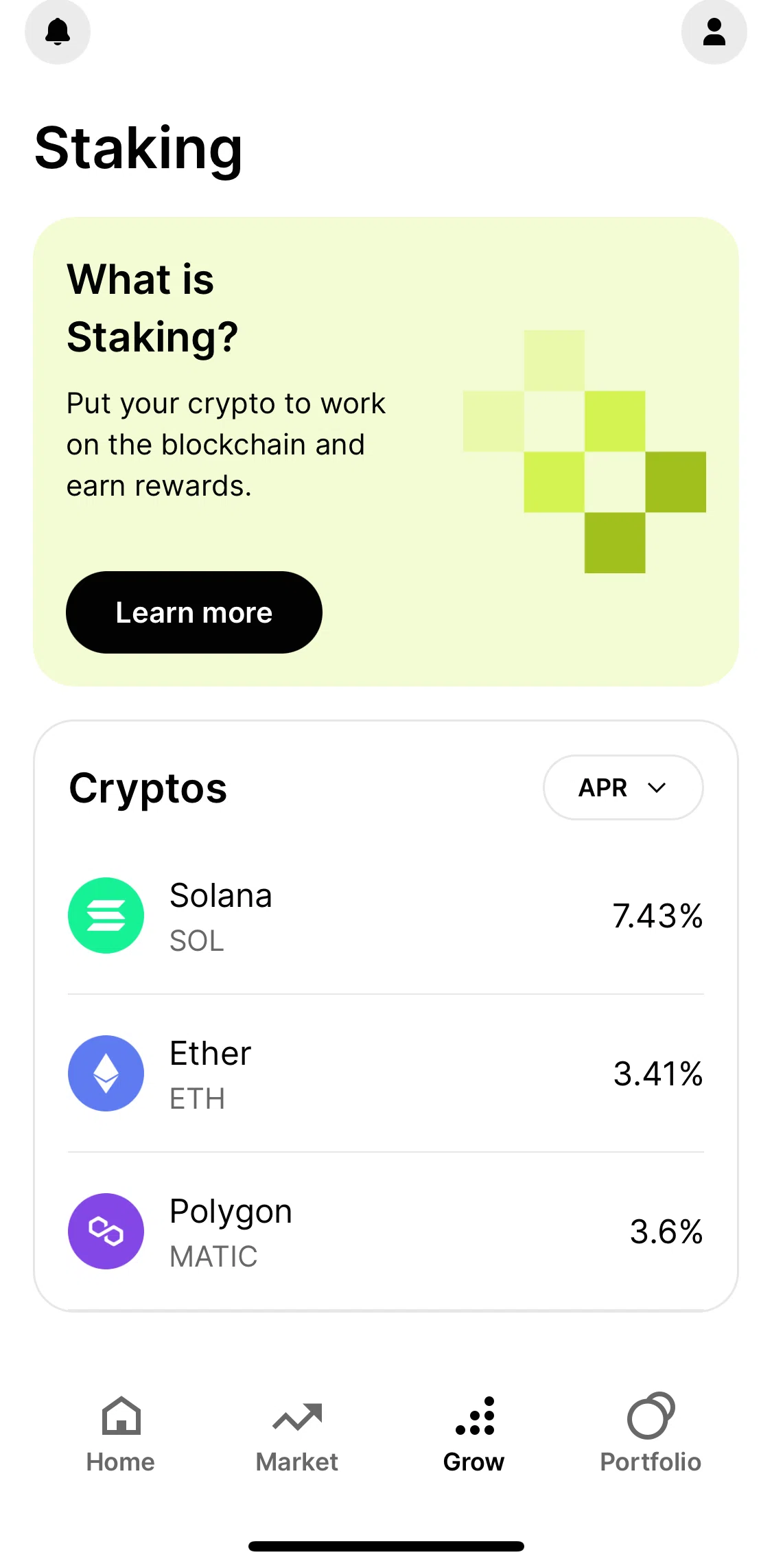 Gemini Screen screen in the Stake crypto flow