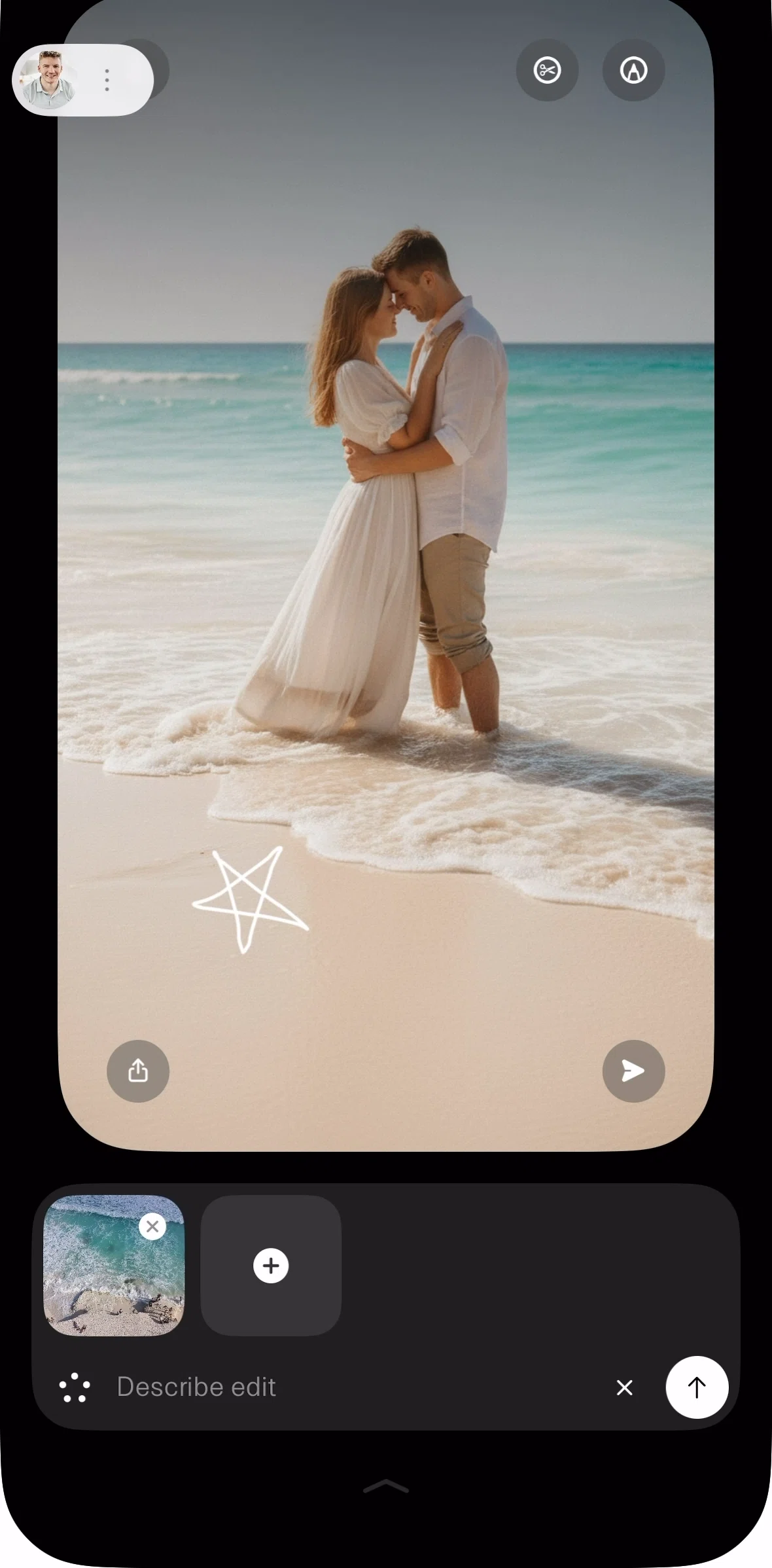 Genie Screen screen in the Share an image flow