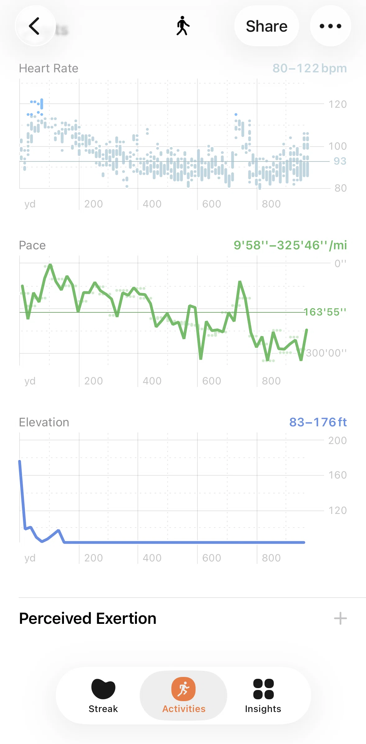 Gentler Streak Screen screen in the Adding a perceived exertion flow