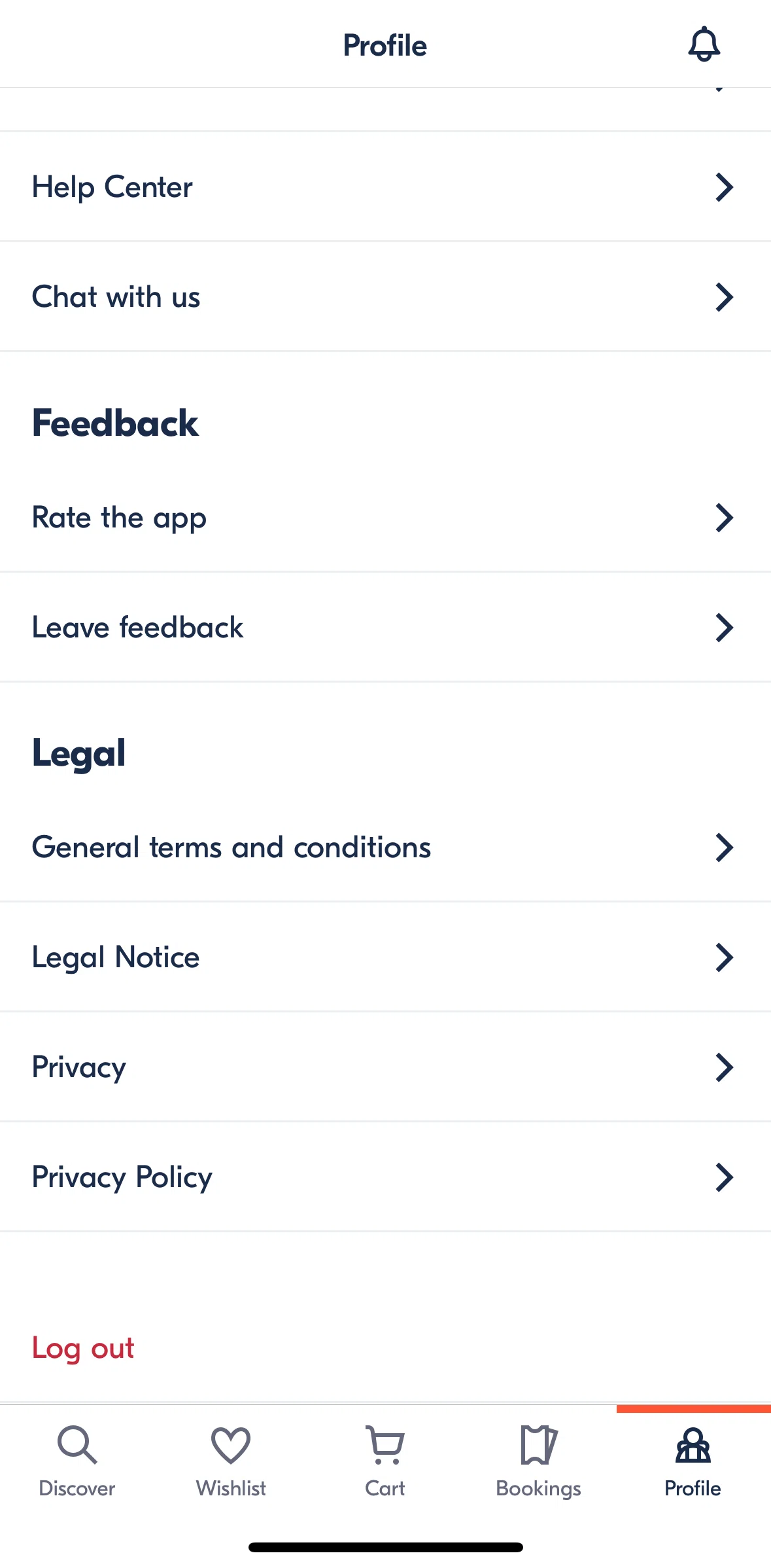 GetYourGuide Screen screen in the General terms and conditions flow