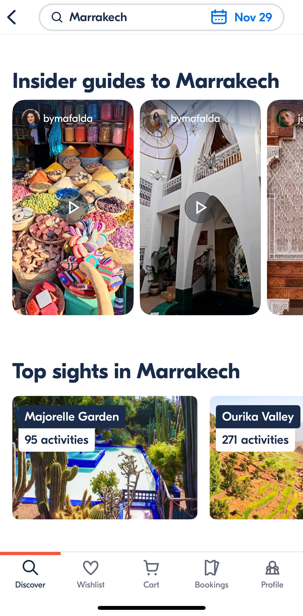 GetYourGuide Screen screen in the View stories flow