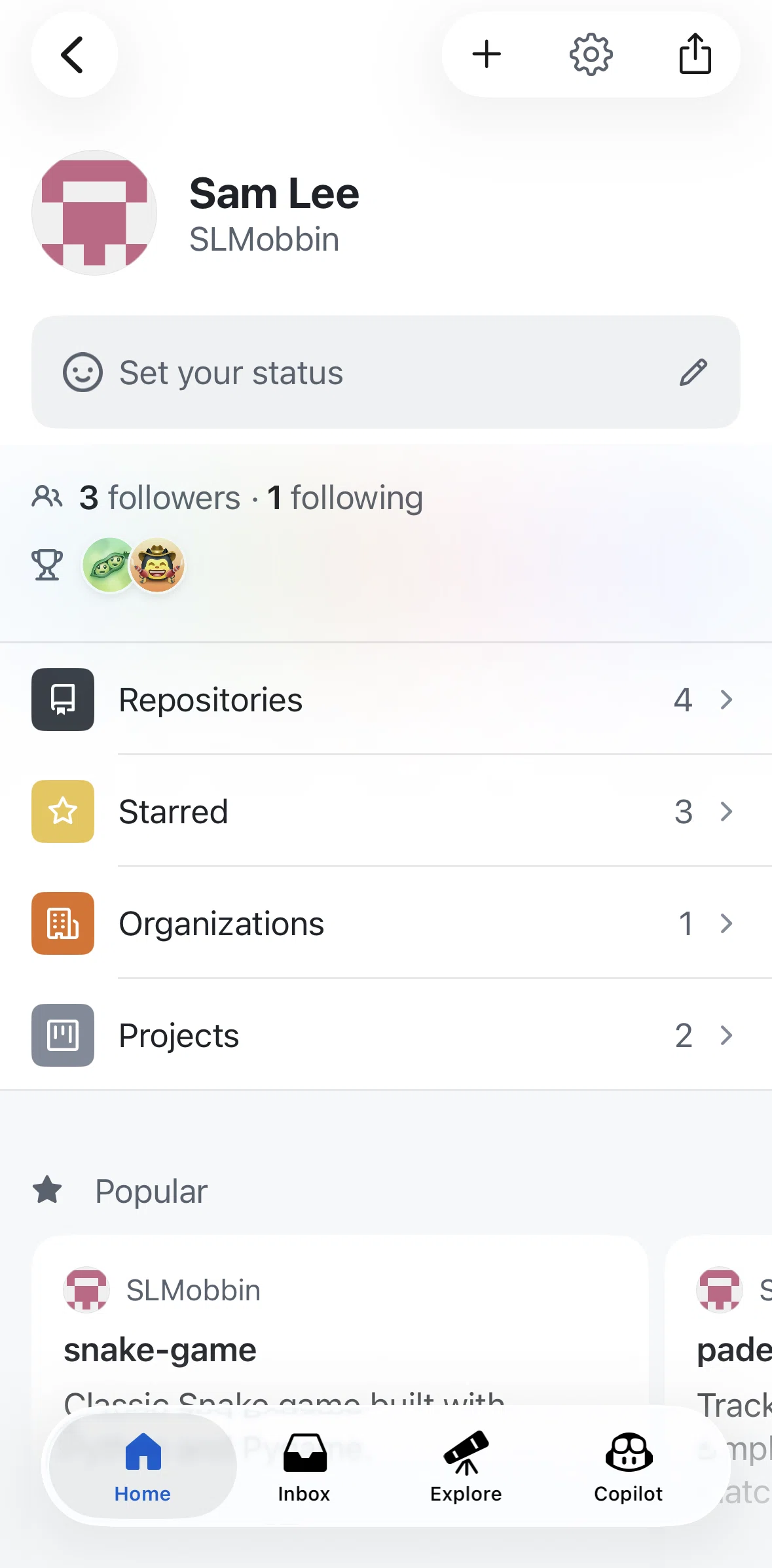 Github Screen screen in the Adding a status flow