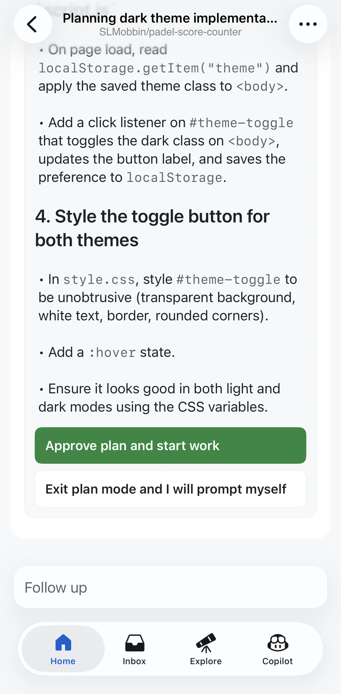 Github Screen screen in the Approving a plan flow