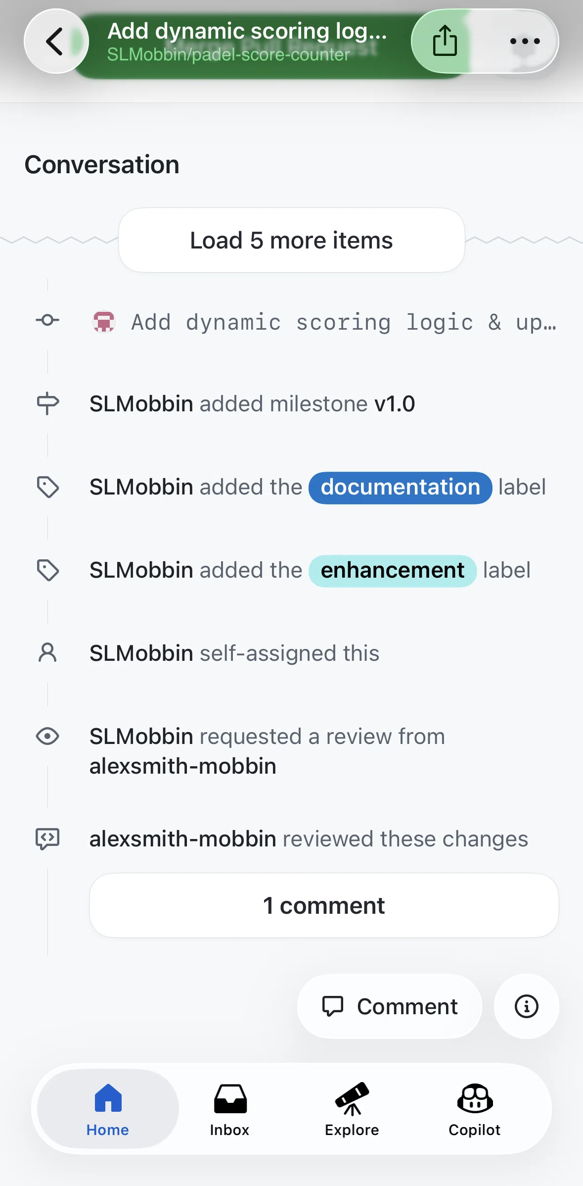 Github Screen screen in the Committing changes flow