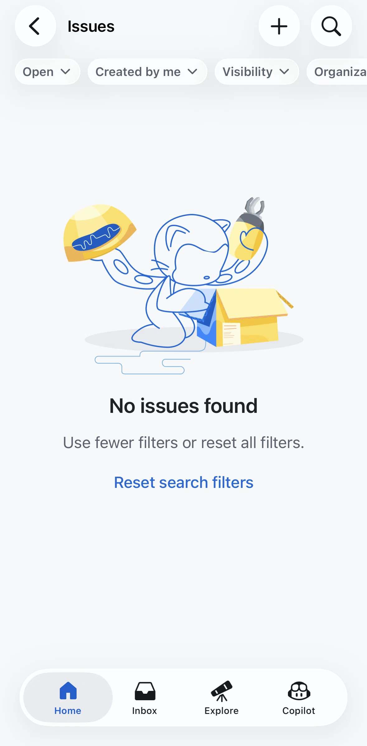 Github Screen screen in the Creating an issue flow