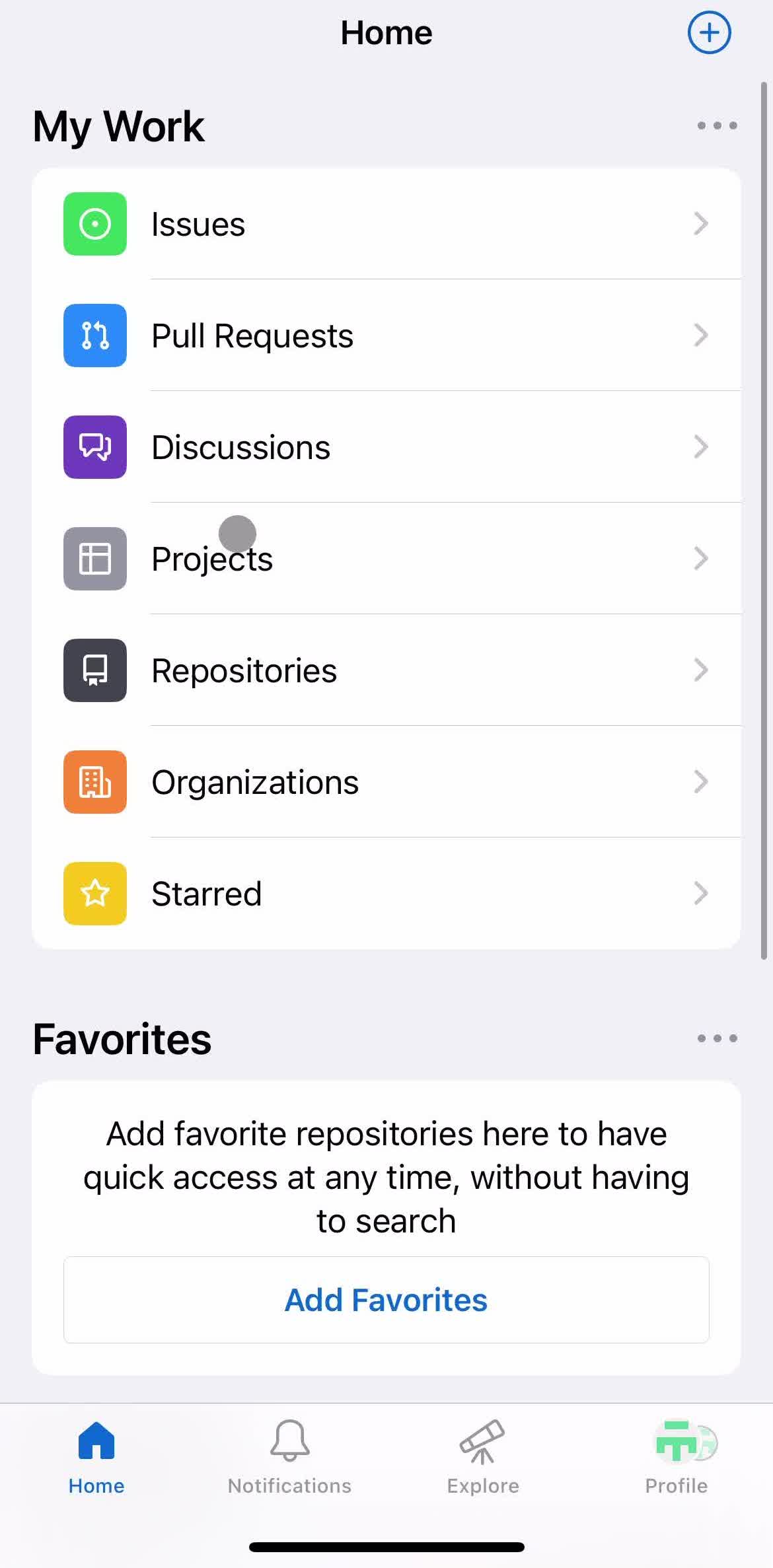 Github Home screen in the Filtering And Sorting flow