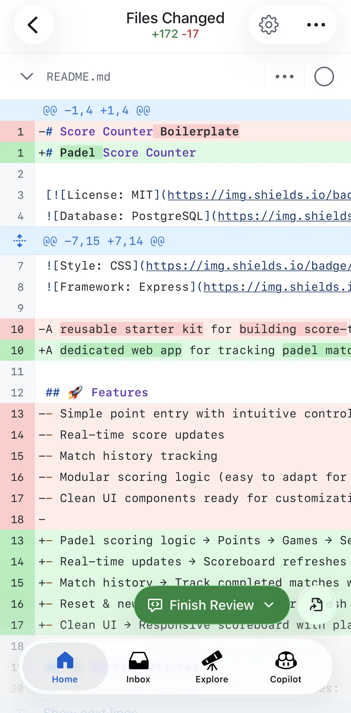 Github Screen screen in the Marking a file as viewed flow