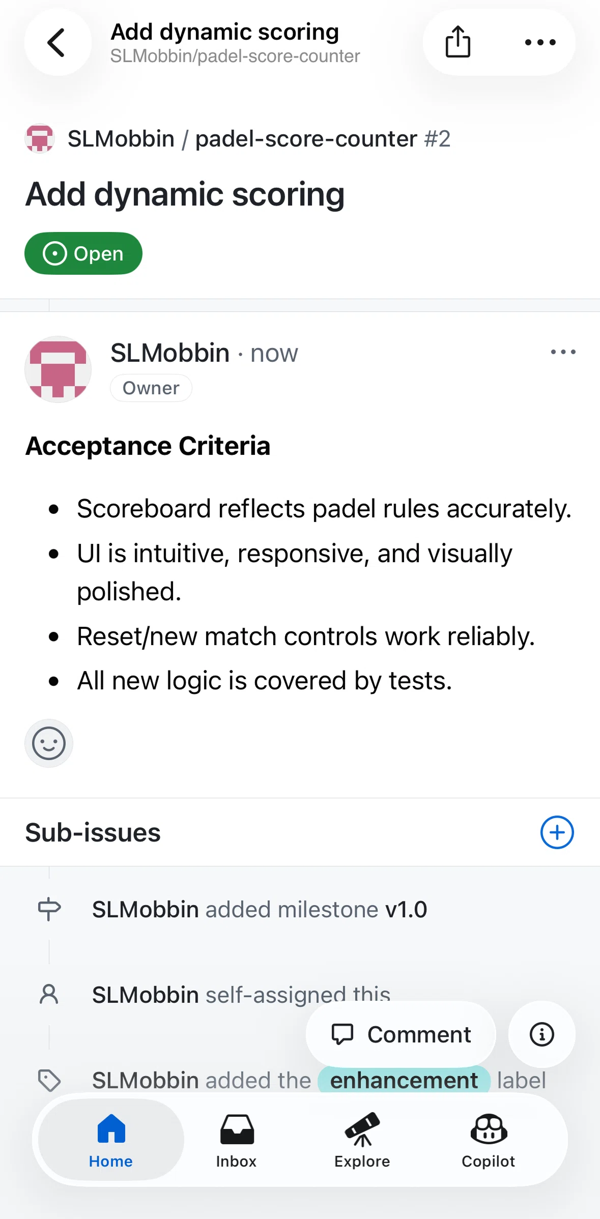 Github Screen screen in the Unsubscribing to an issue flow