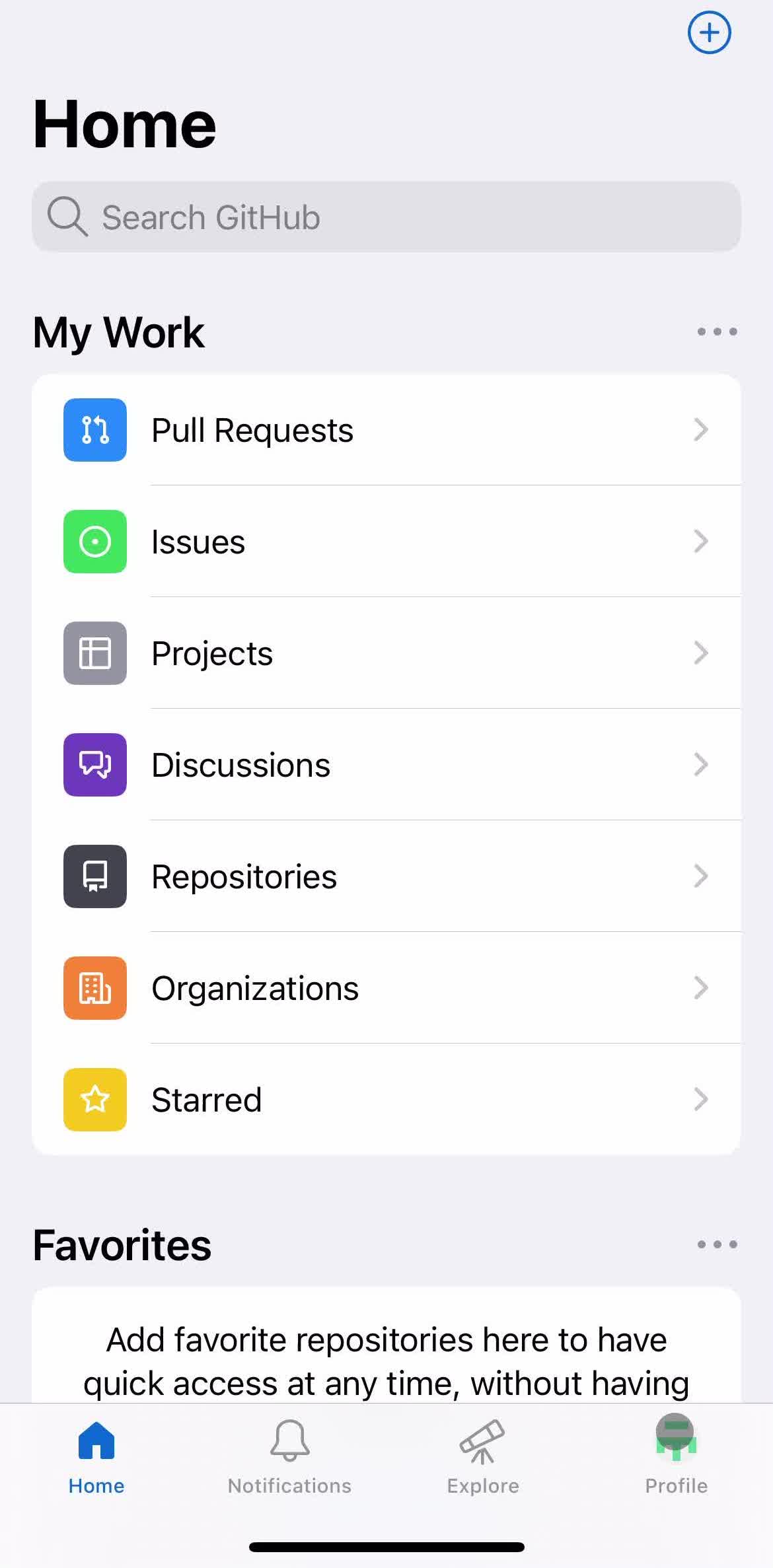 Github Home screen in the Upgrading Your Account flow