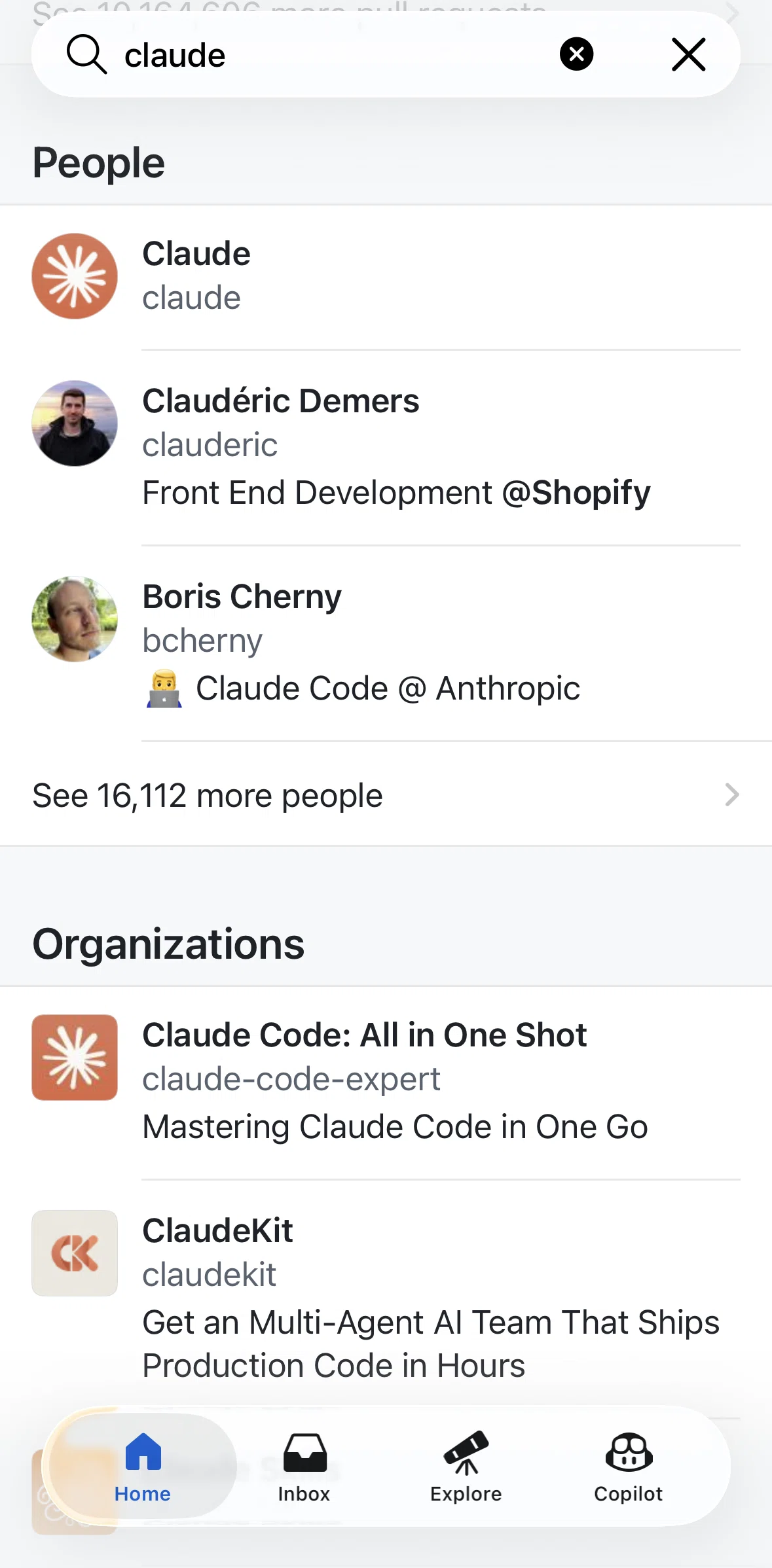 Github Screen screen in the User profile flow