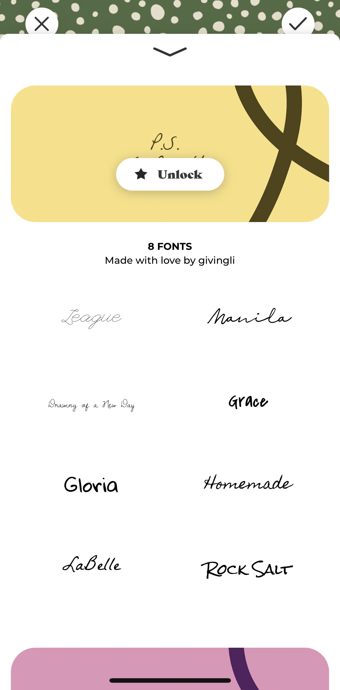 Givingli Screen screen in the Subscribing to Givingli premium flow
