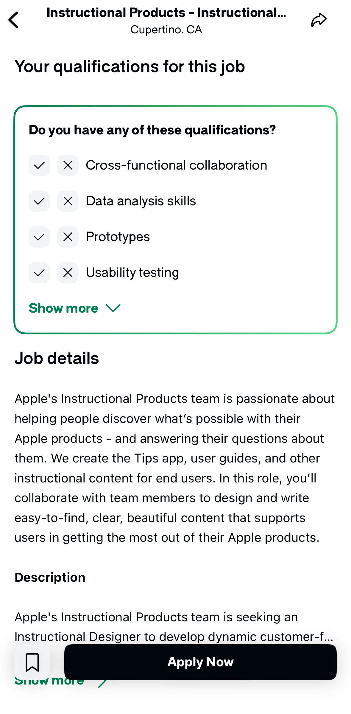 Glassdoor Screen screen in the Adding qualifications flow