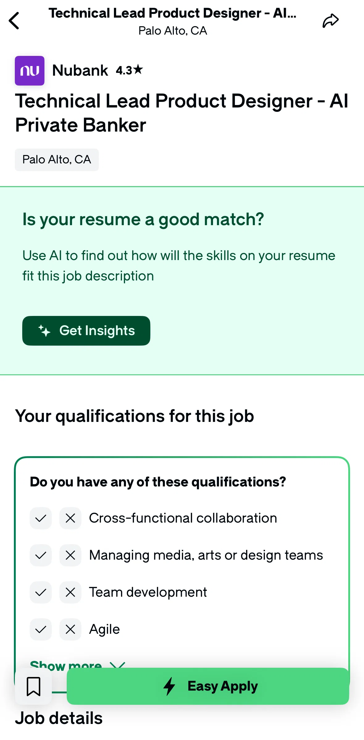 Glassdoor Screen screen in the Applying for a job flow