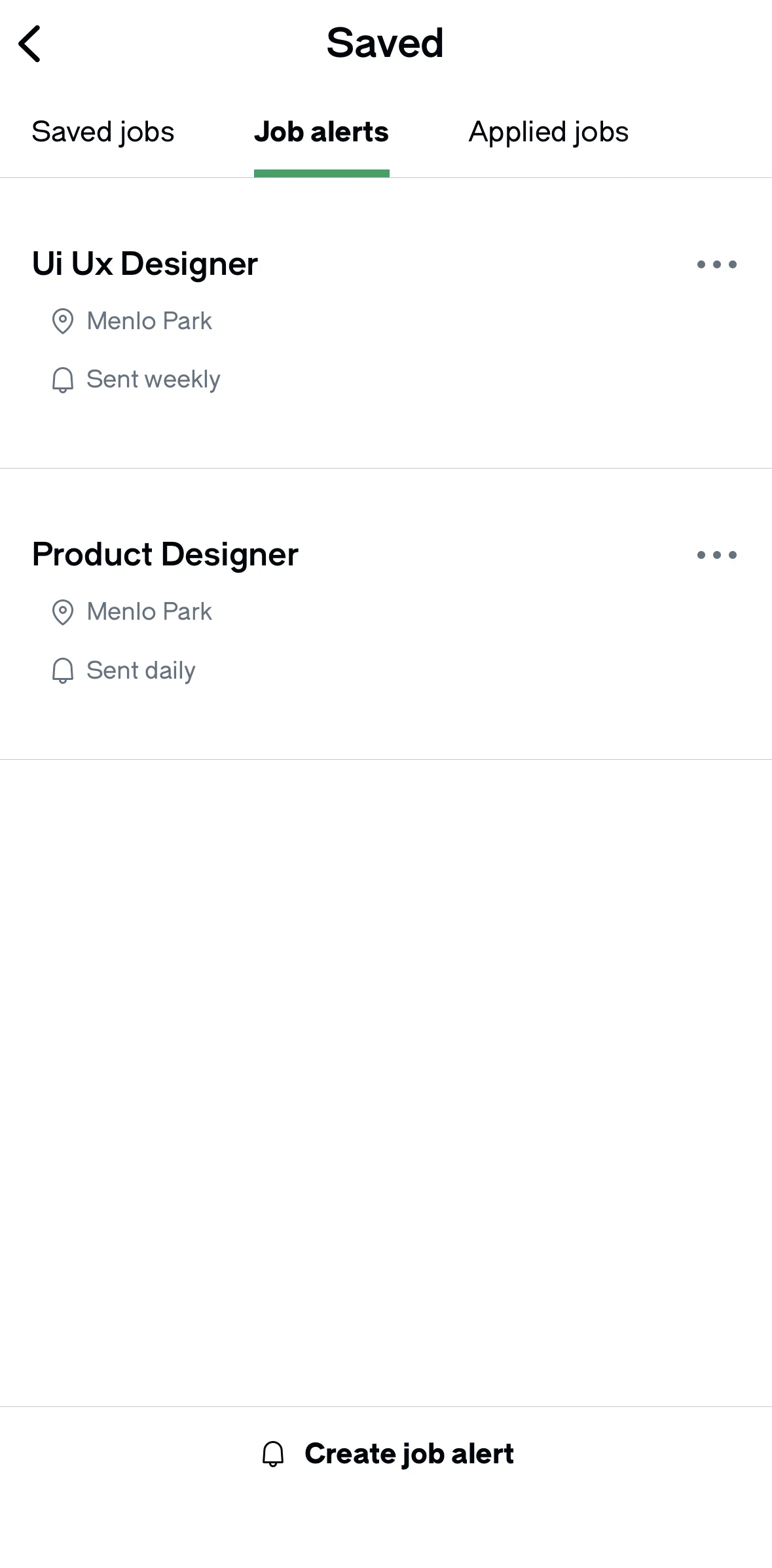 Glassdoor Screen screen in the Deleting a job alert flow