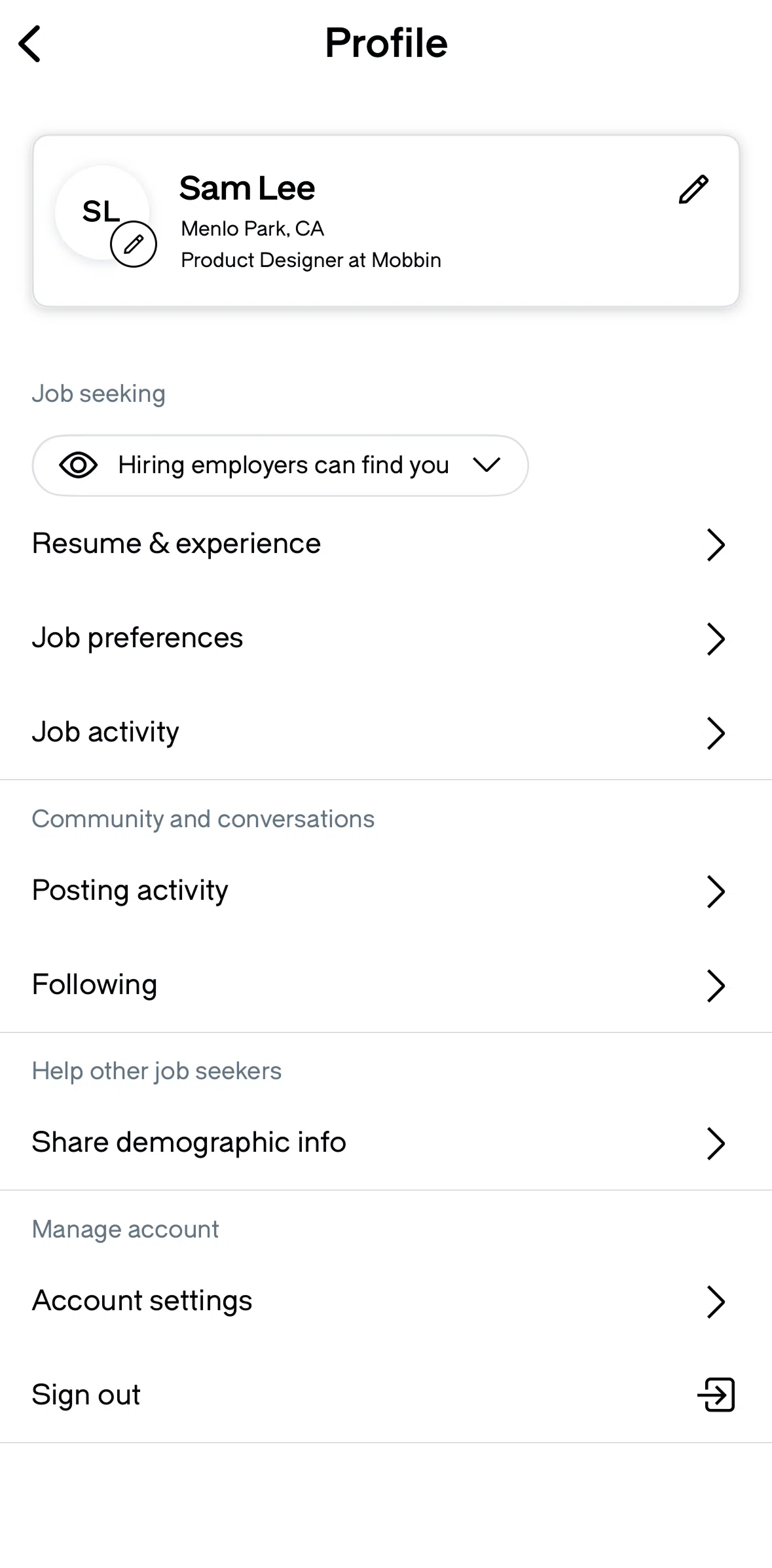 Glassdoor Screen screen in the Demographics flow