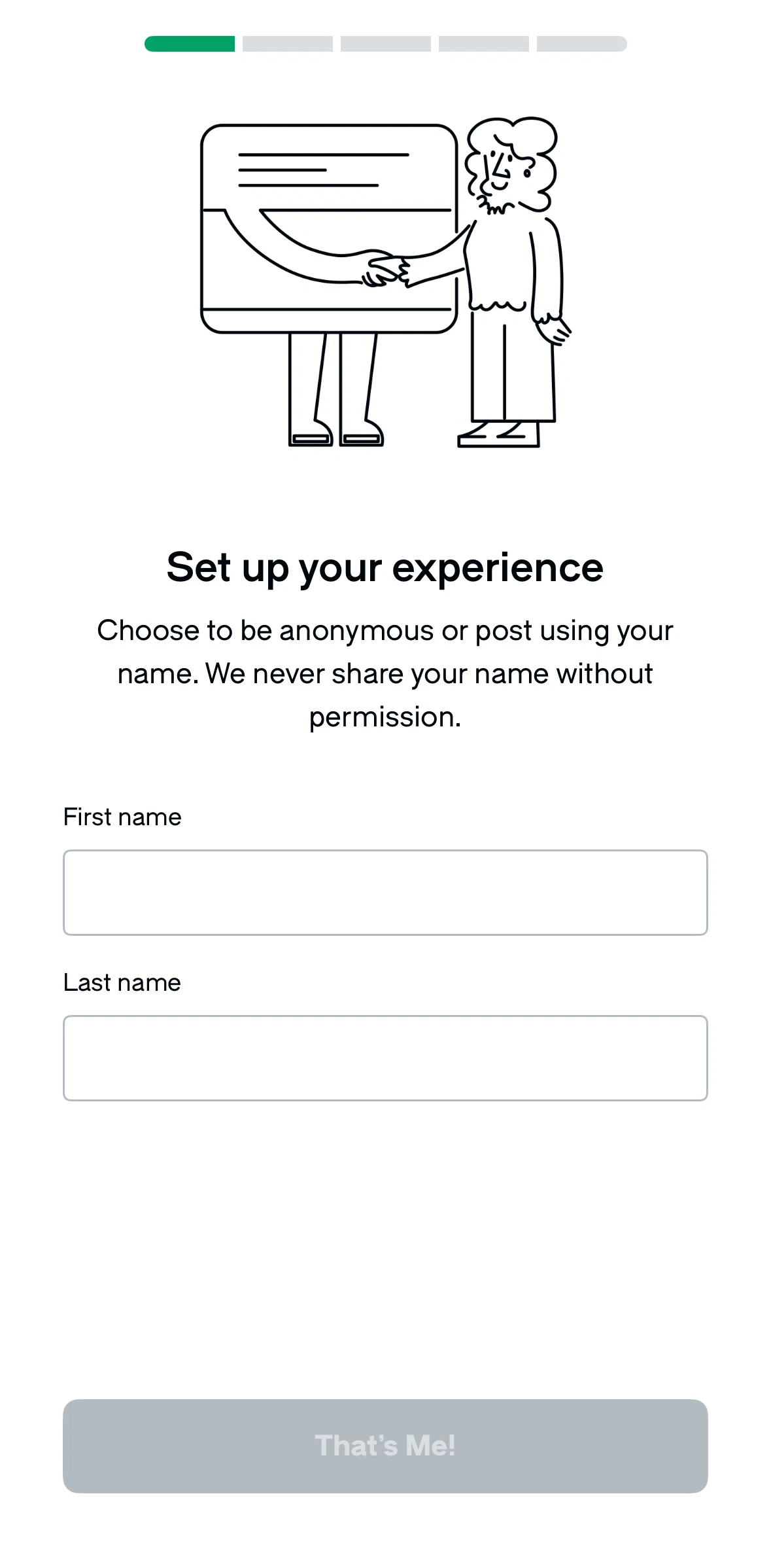 Glassdoor Screen screen in the Setting up an account flow