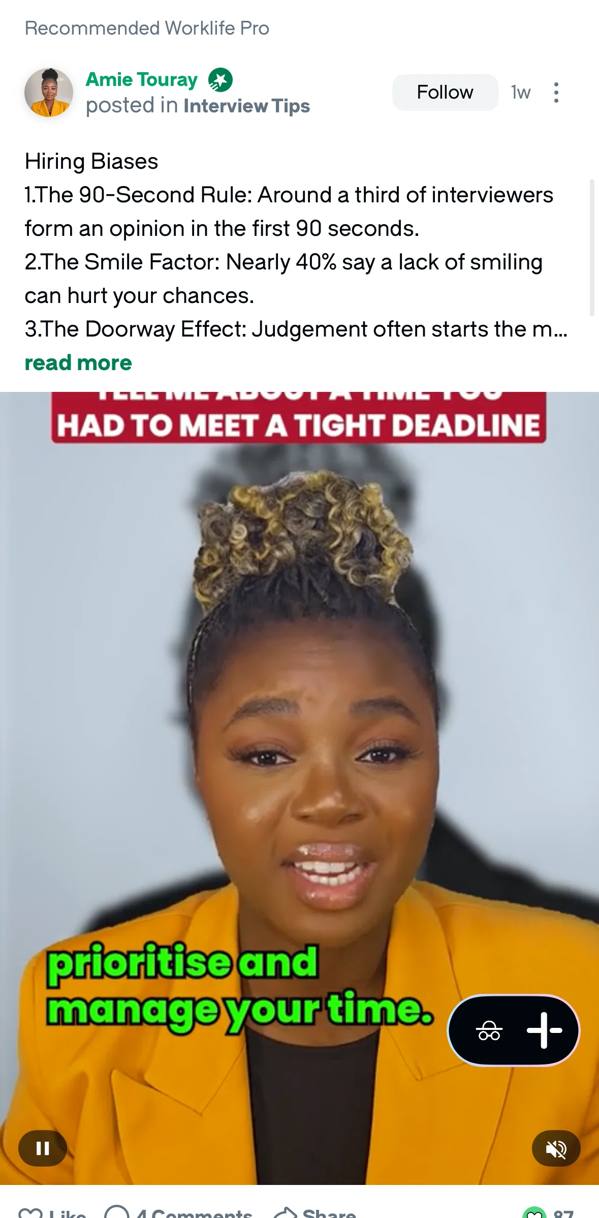 Glassdoor Screen screen in the Watching videos flow