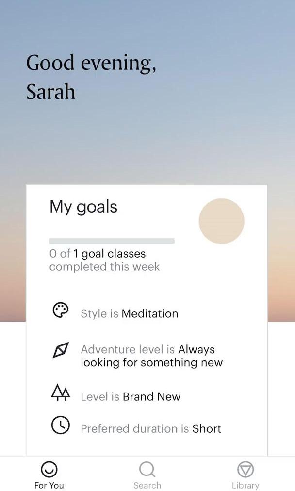 Glo Dashboard screen in the Joining A Course flow