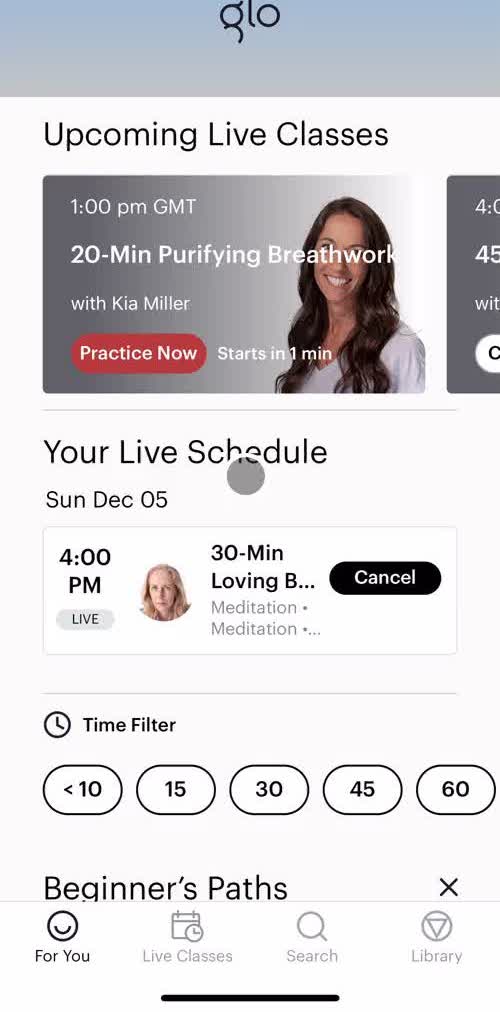 Glo Home screen in the Saving flow