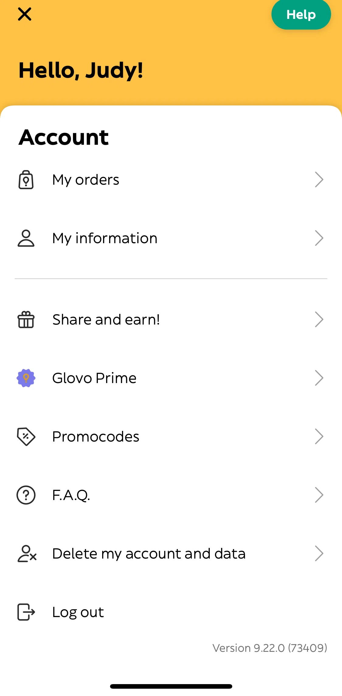 Glovo Screen screen in the Adding a promo code flow