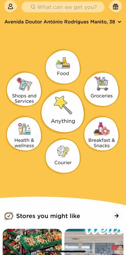 Glovo Home screen in the Creating Promo Codes flow