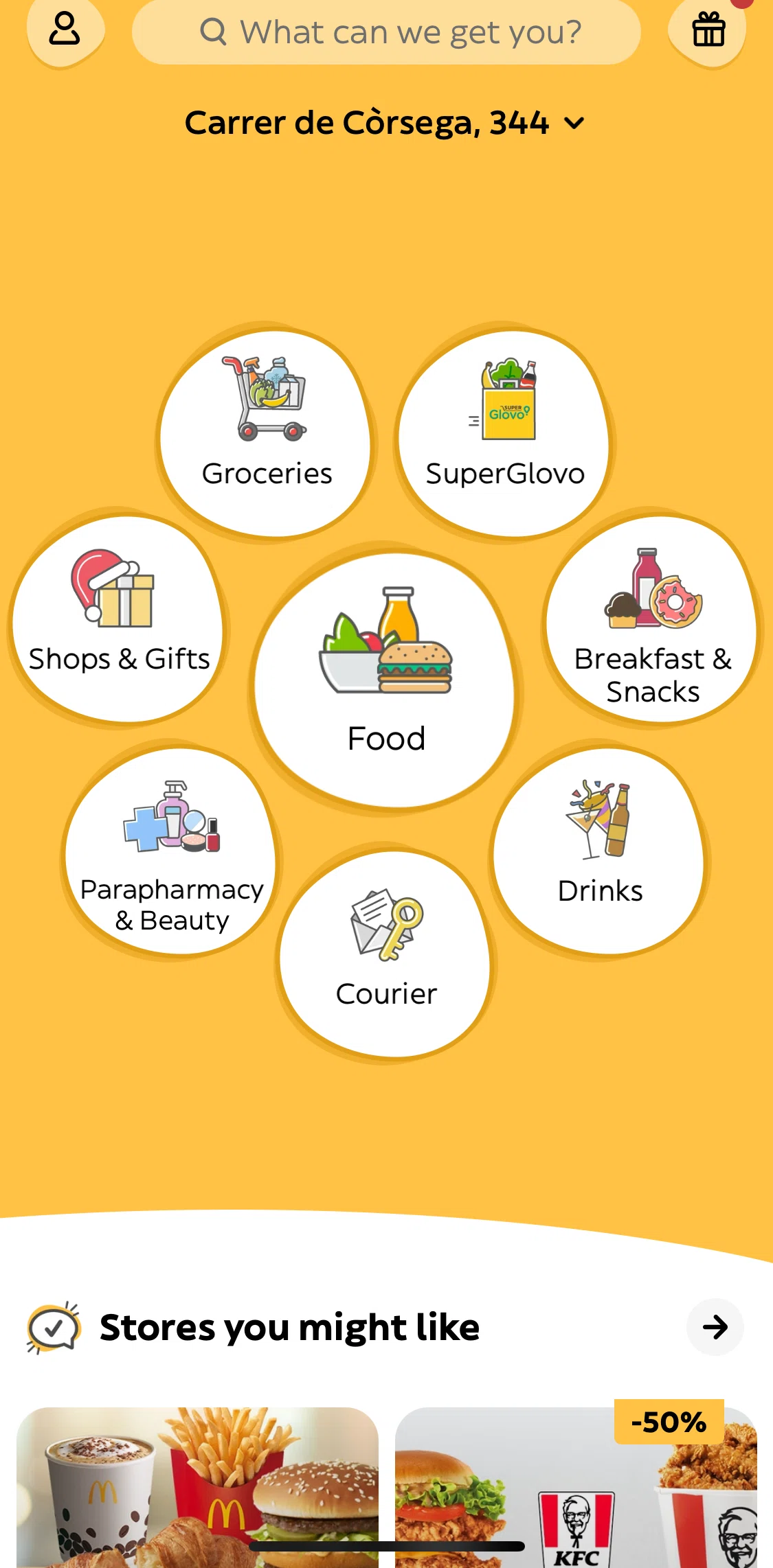 Glovo Screen screen in the Invite friends flow