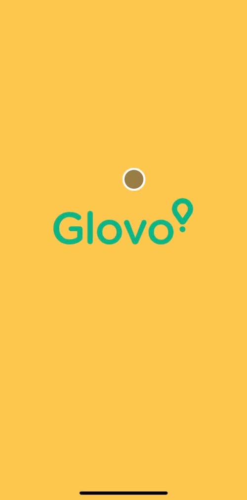 Glovo Splash screen screen in the Onboarding flow