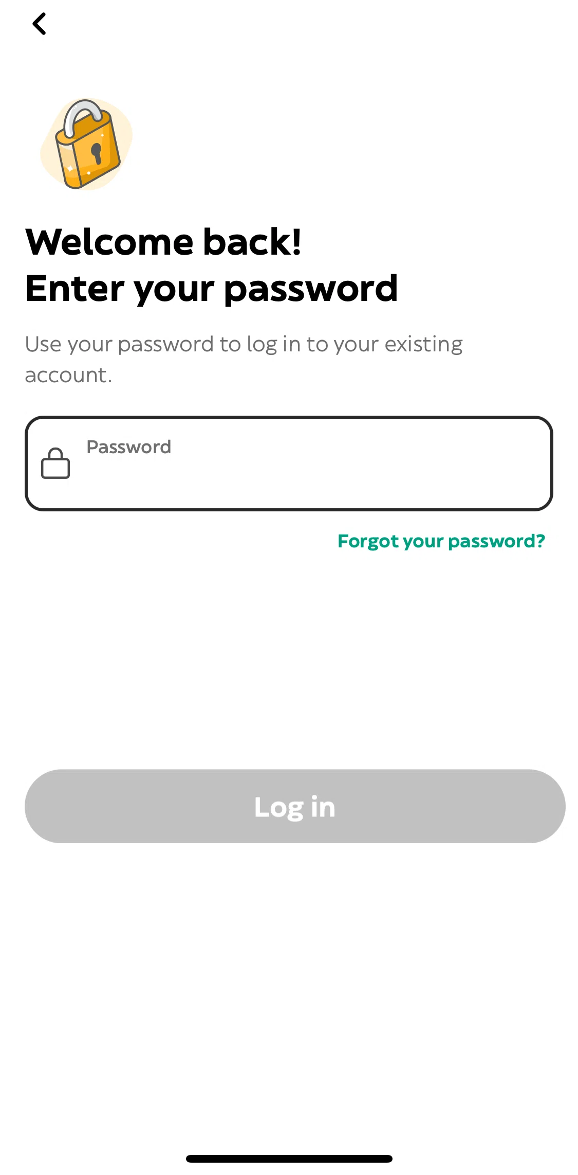 Glovo Screen screen in the Resetting password flow